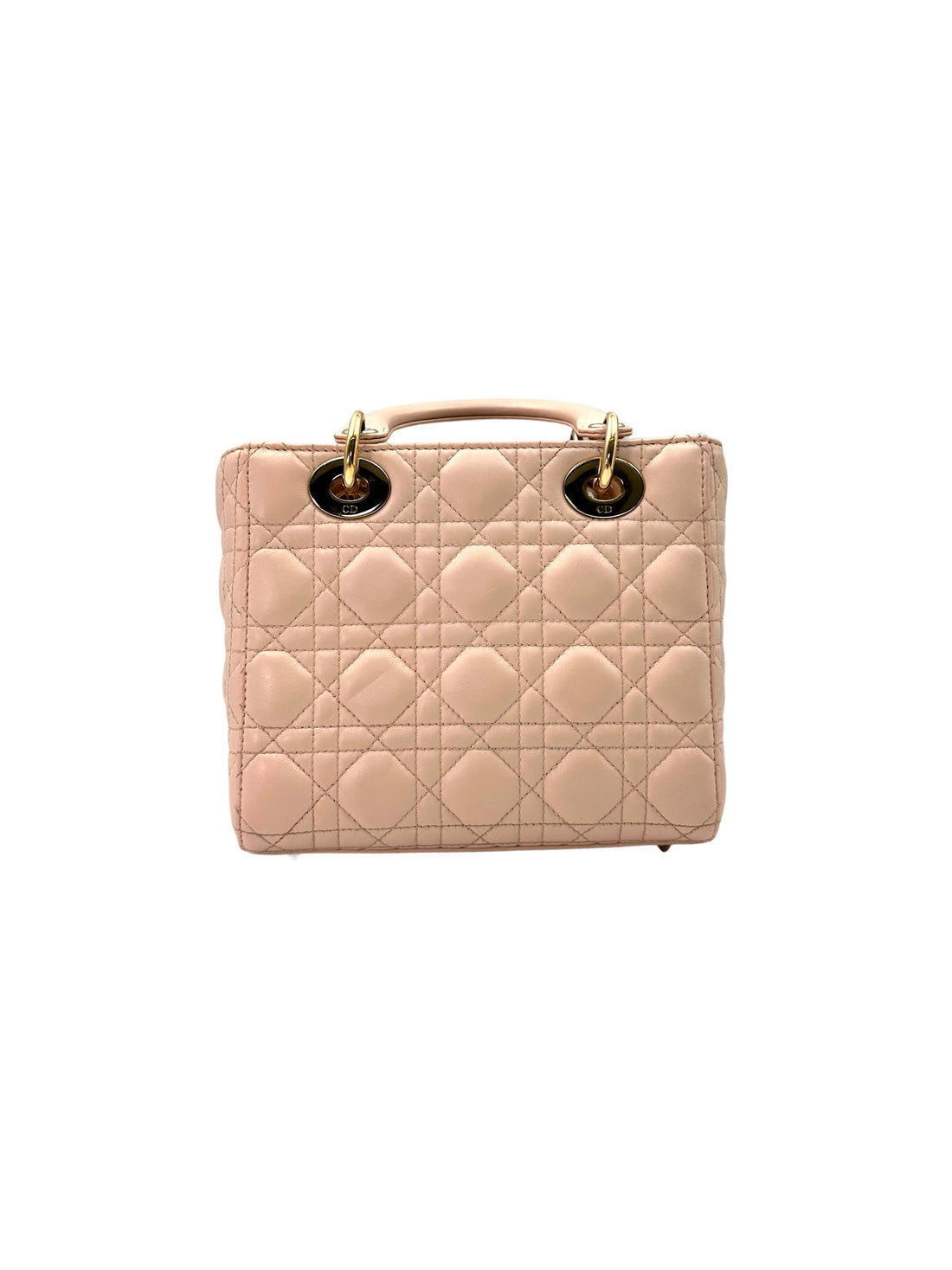 Christian Dior Lady Dior Pink Cannage Leather Handle Bag With Gold Charms DR578