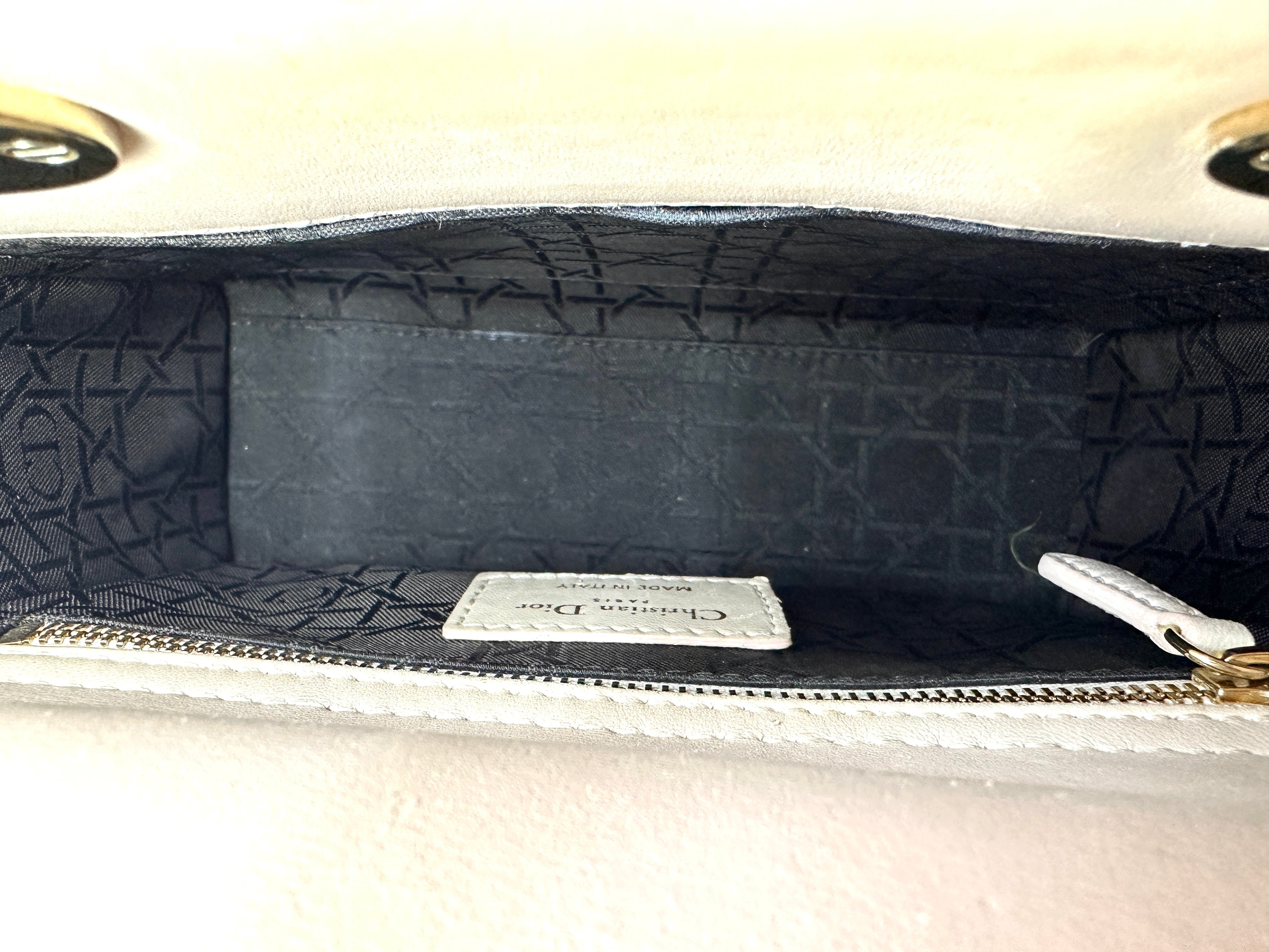 Christian Dior Lady Dior Pink Cannage Leather Handle Bag With Gold Charms DR578