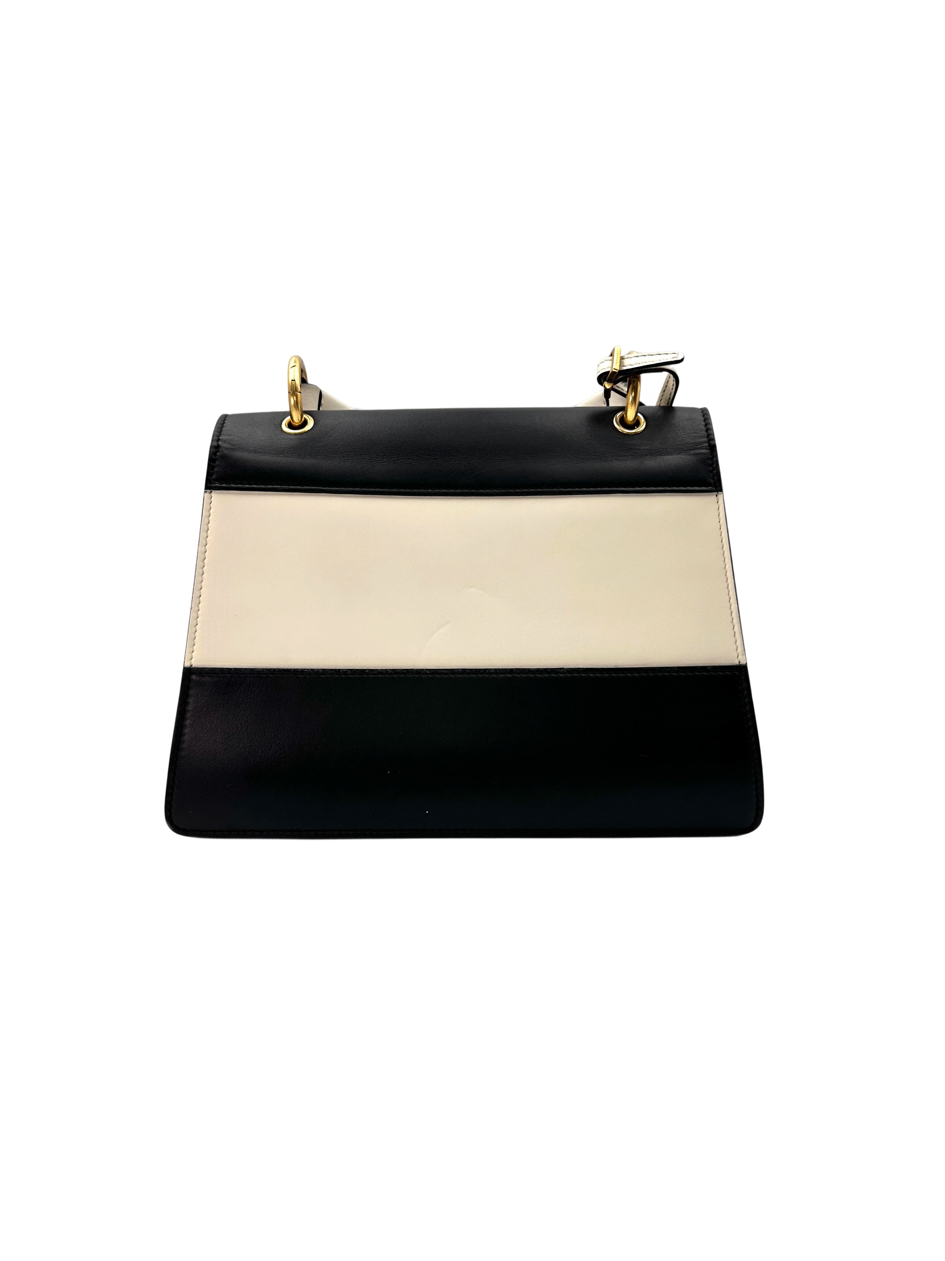 Gucci Queen Margaret Bee Black/White Leather Top Handle Bag GG773