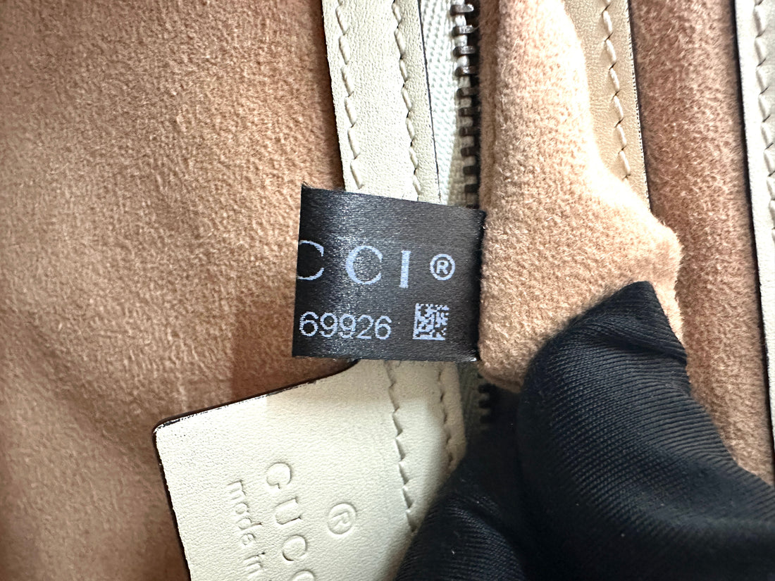 Gucci Queen Margaret Bee Black/White Leather Top Handle Bag GG773