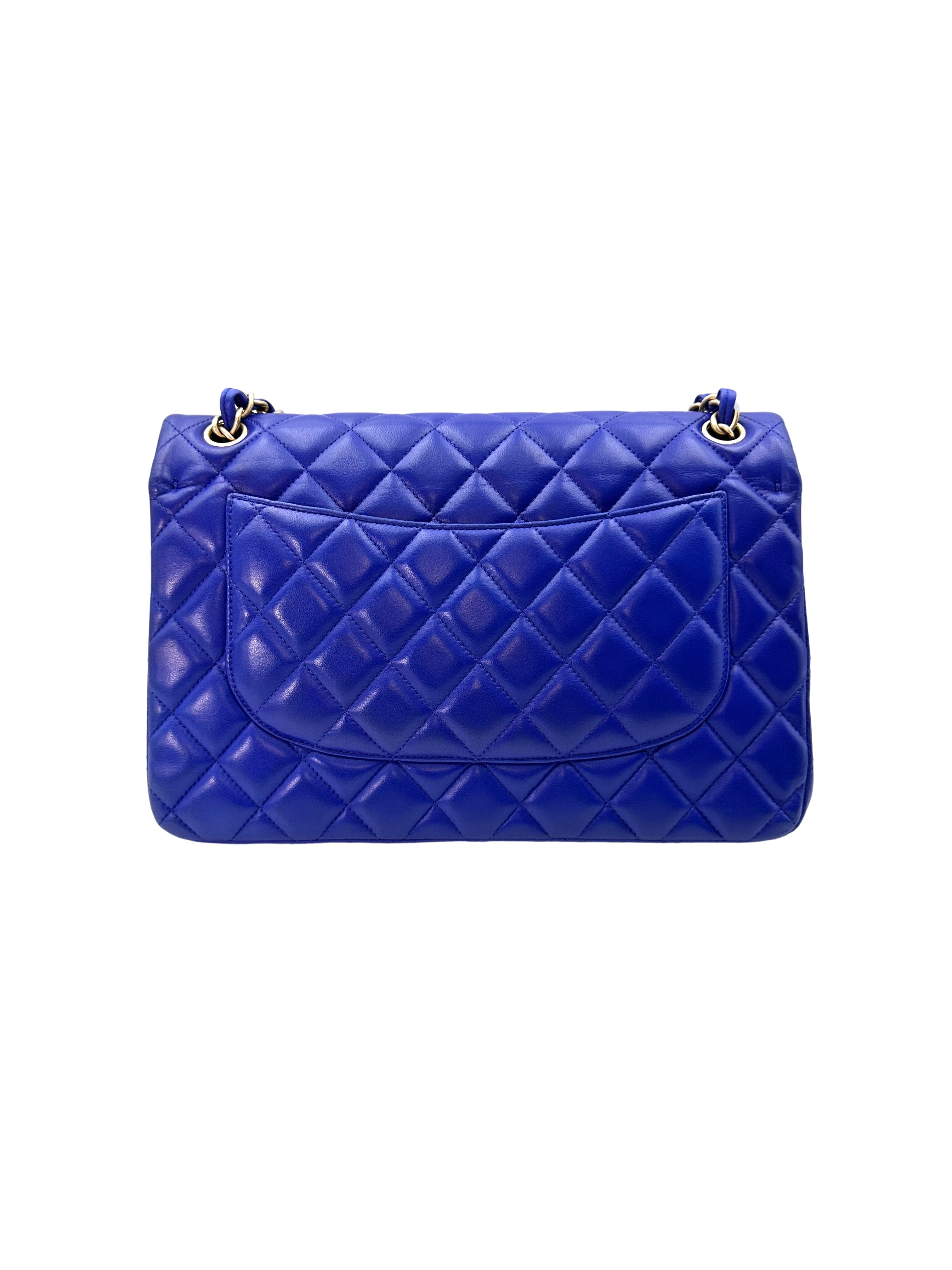 Chanel Classic Flap Blue Quilted Leather Jumbo Shoulder Bag With Gold Buckle(18***85) CC1594