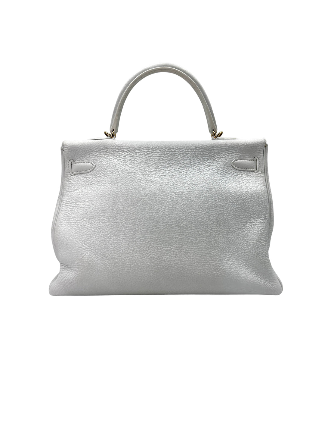 Hermes Kelly35 White Leather Handle Bag With Gold Hardware HR85