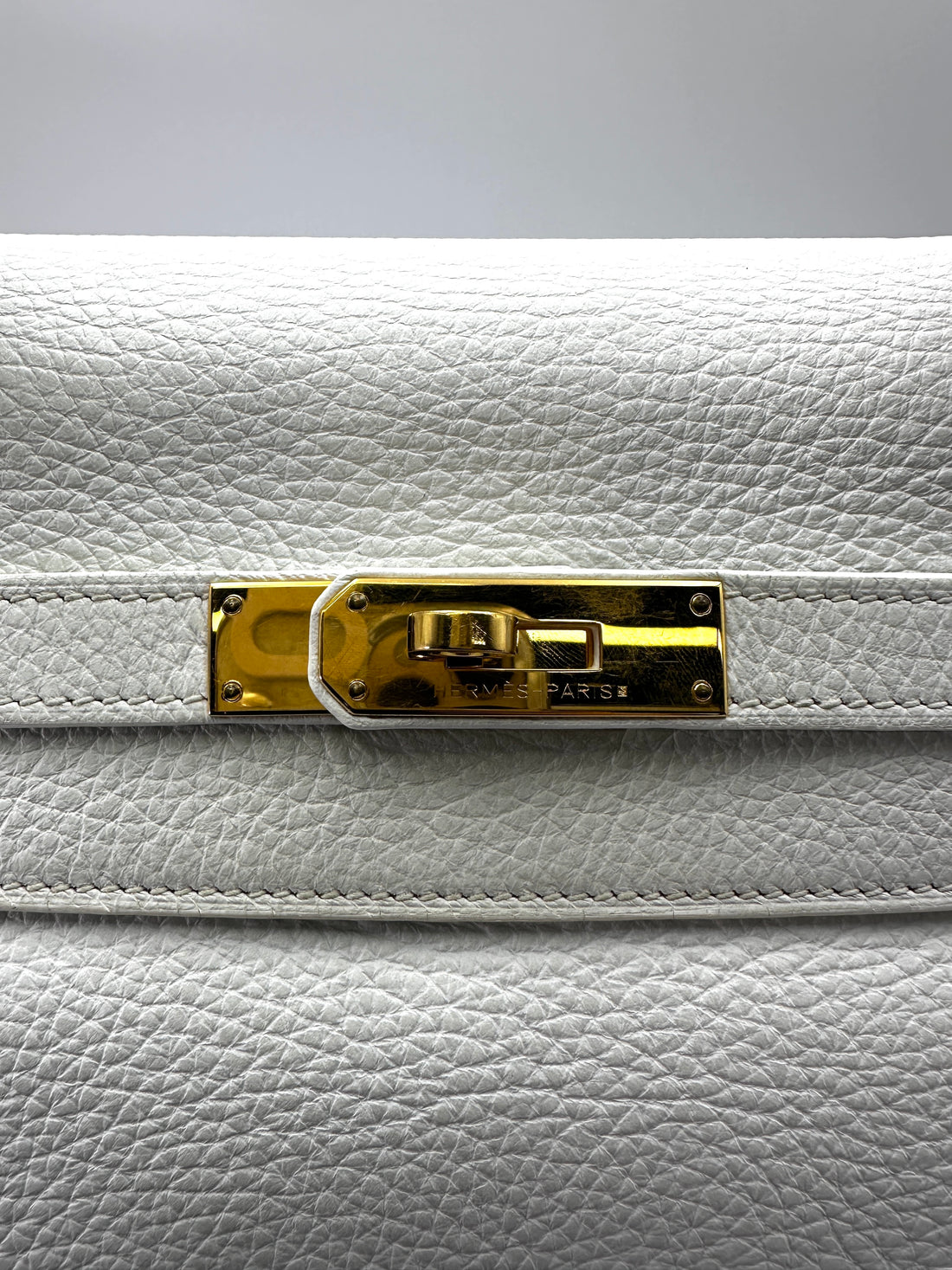 Hermes Kelly35 White Leather Handle Bag With Gold Hardware HR85