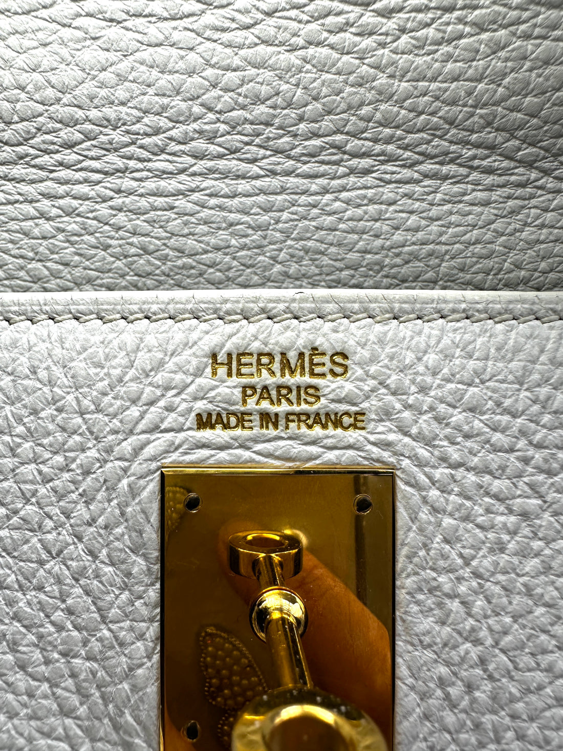 Hermes Kelly35 White Leather Handle Bag With Gold Hardware HR85