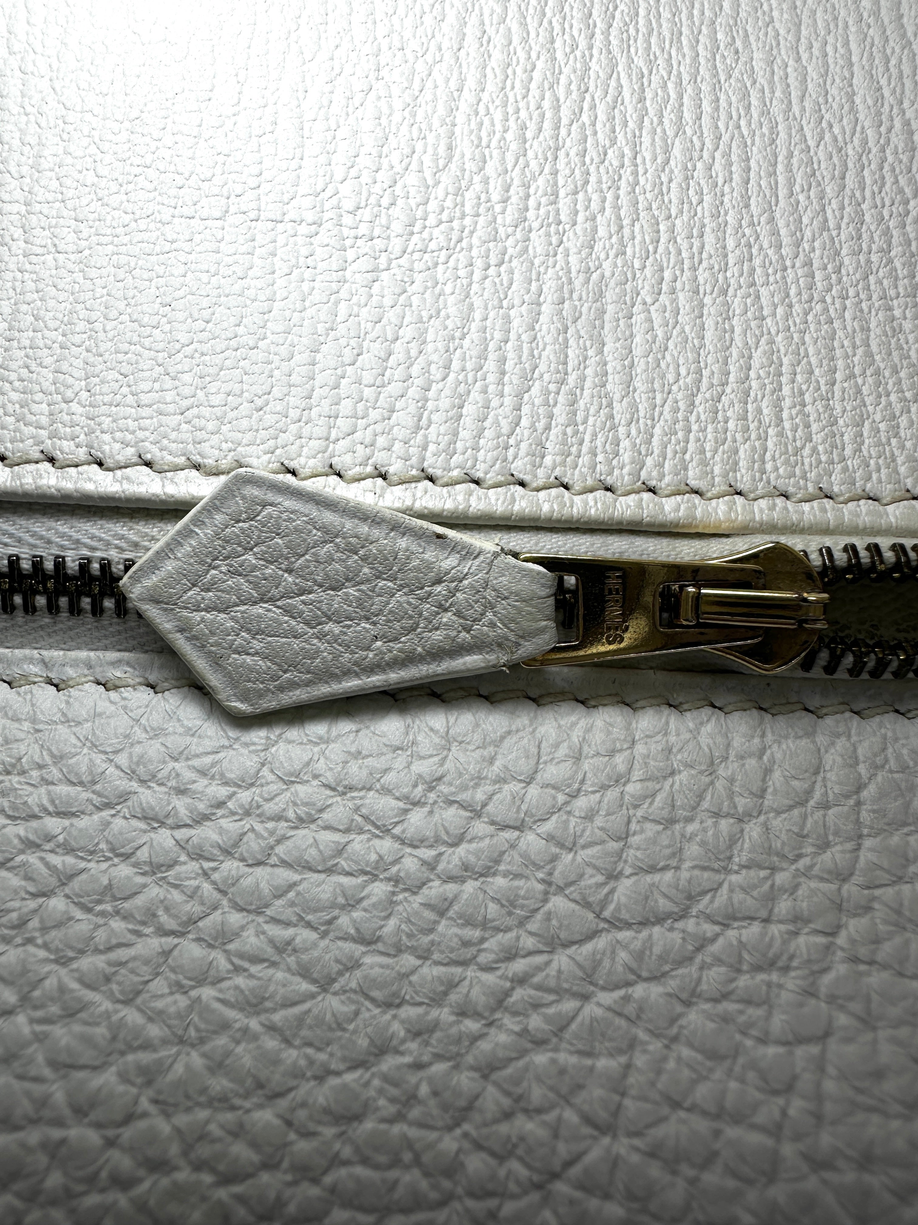 Hermes Kelly35 White Leather Handle Bag With Gold Hardware HR85