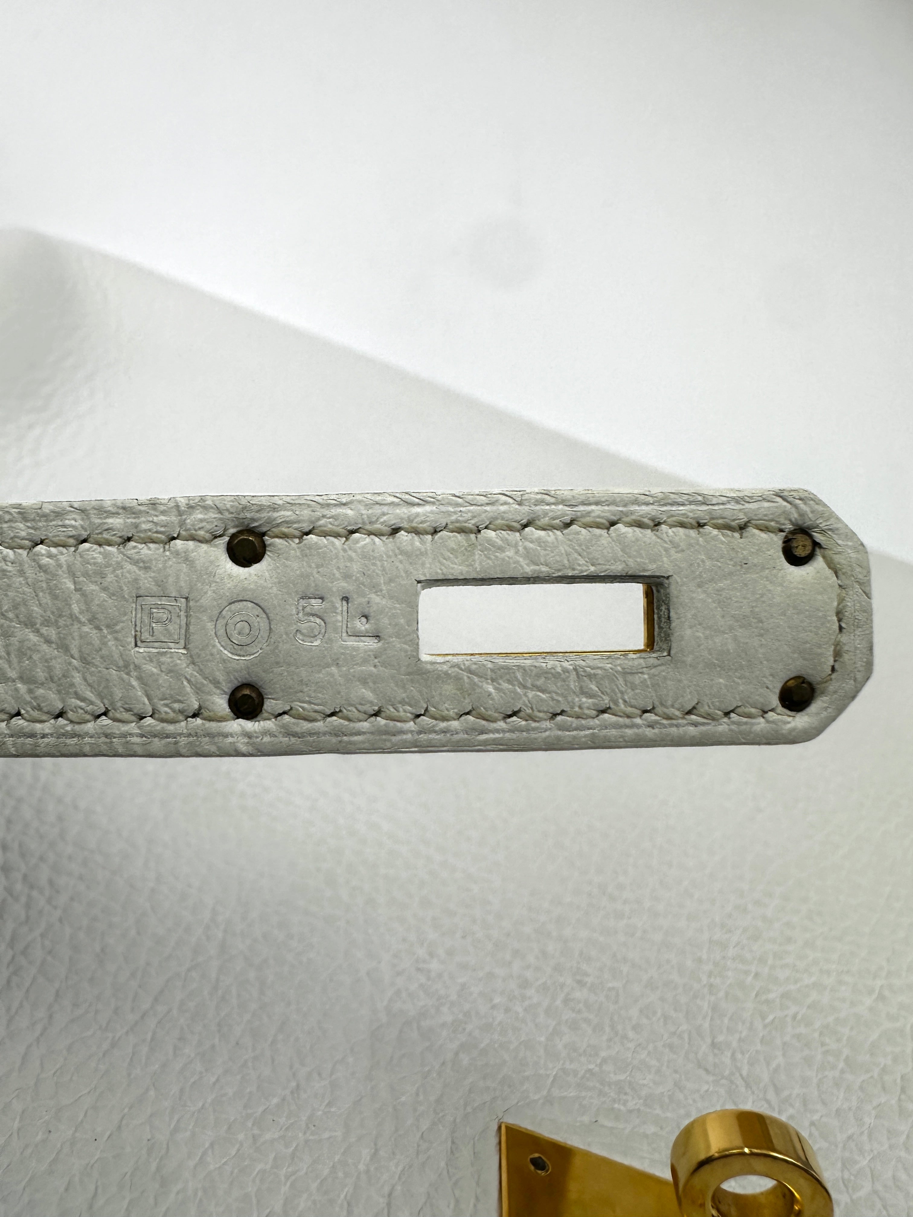 Hermes Kelly35 White Leather Handle Bag With Gold Hardware HR85
