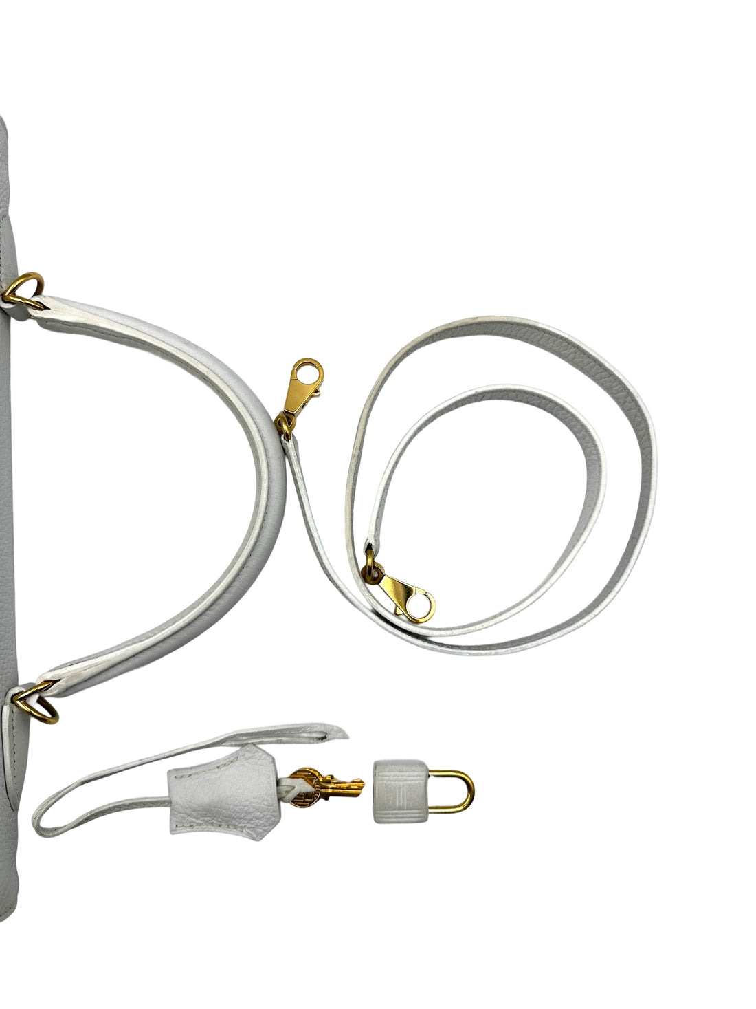 Hermes Kelly35 White Leather Handle Bag With Gold Hardware HR85