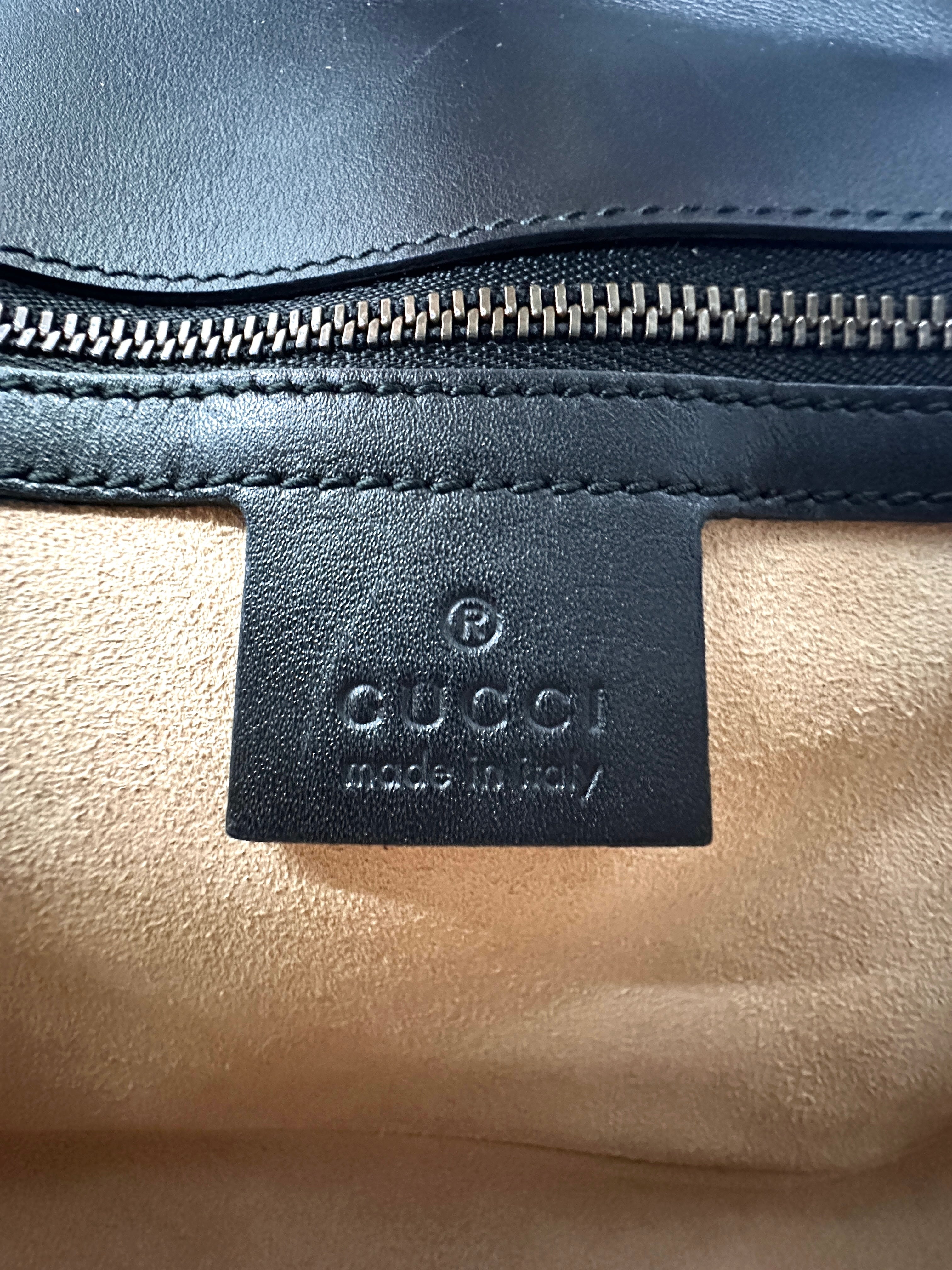 Gucci GG Marmont Pearl And Studded Embellished Black Quilted Leather Medium Size Shoulder Bag GG774