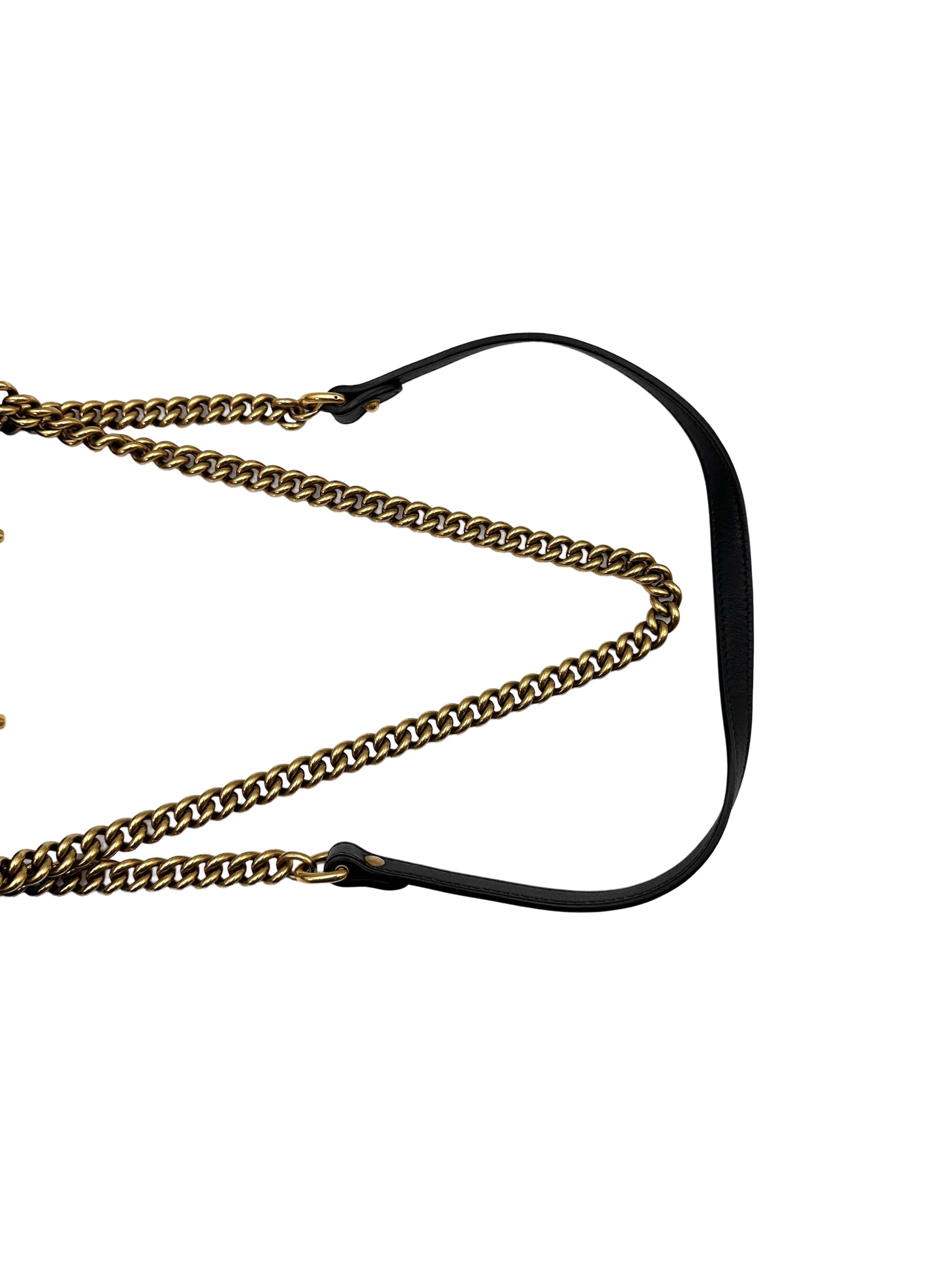 Gucci GG Marmont Pearl And Studded Embellished Black Quilted Leather Medium Size Shoulder Bag GG774