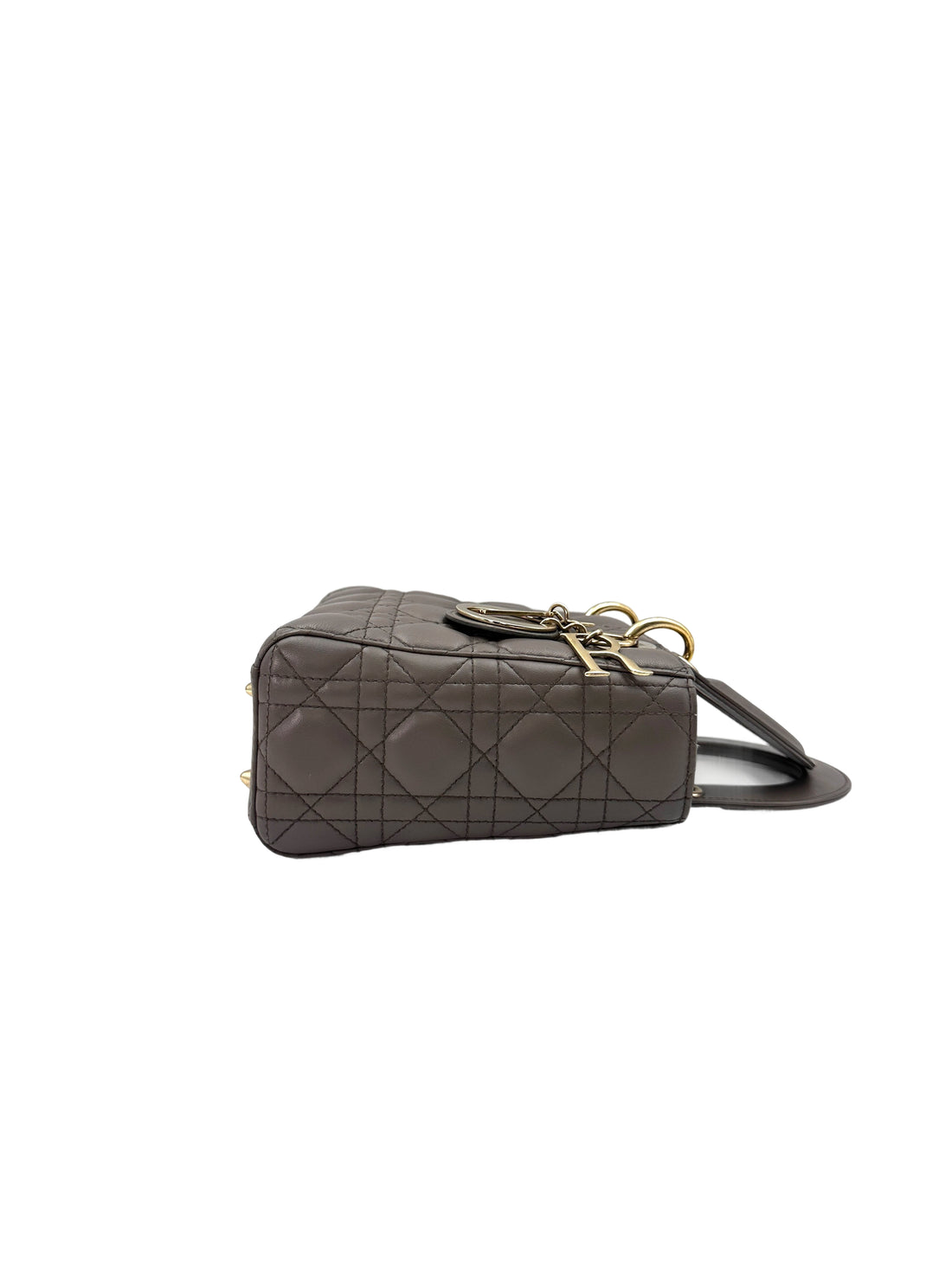 Christian Dior Lady Dior Grey Cannage Leather Handle Bag With Customizable Shoulder Strap DR581