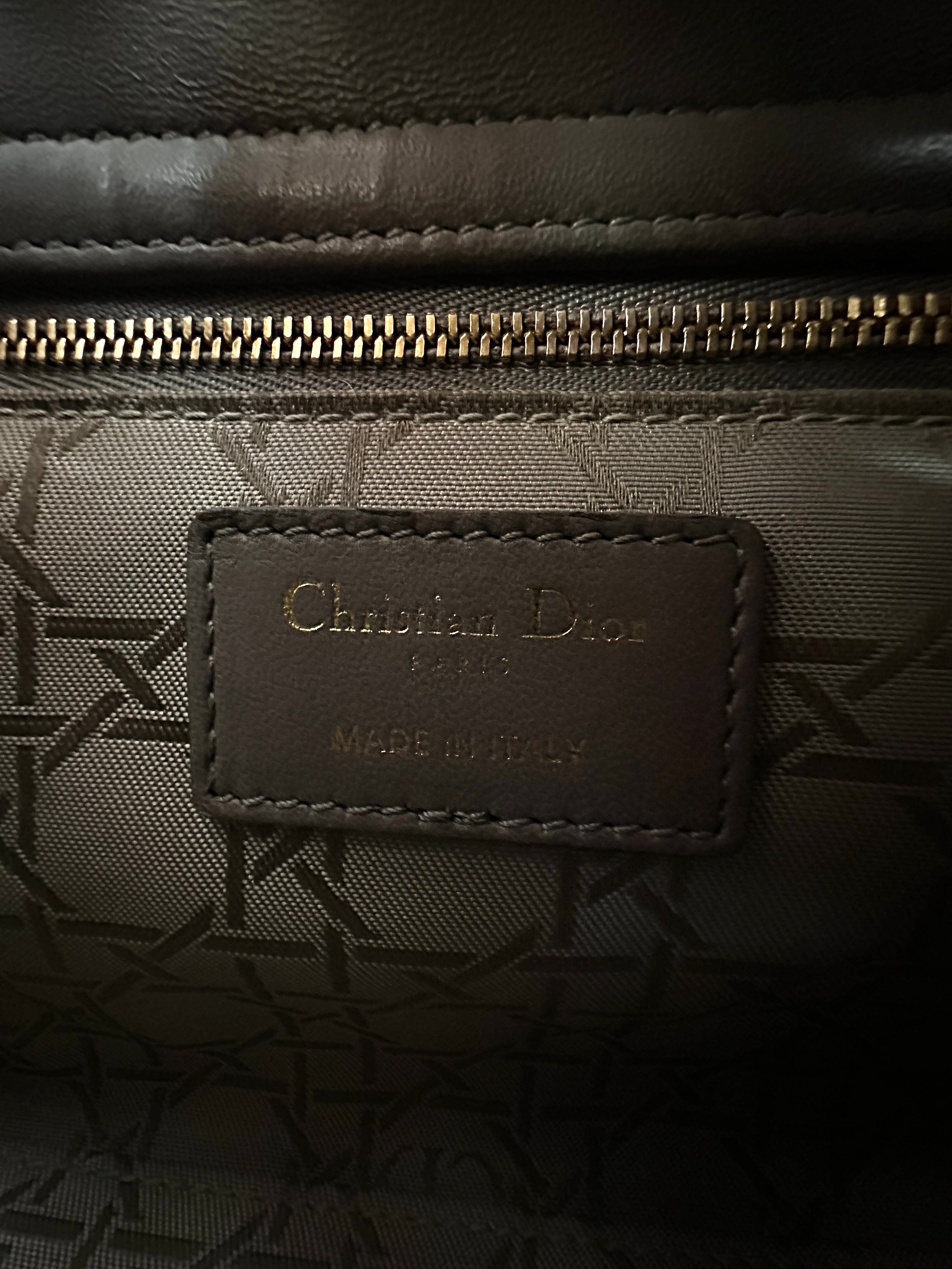 Christian Dior Lady Dior Grey Cannage Leather Handle Bag With Customizable Shoulder Strap DR581