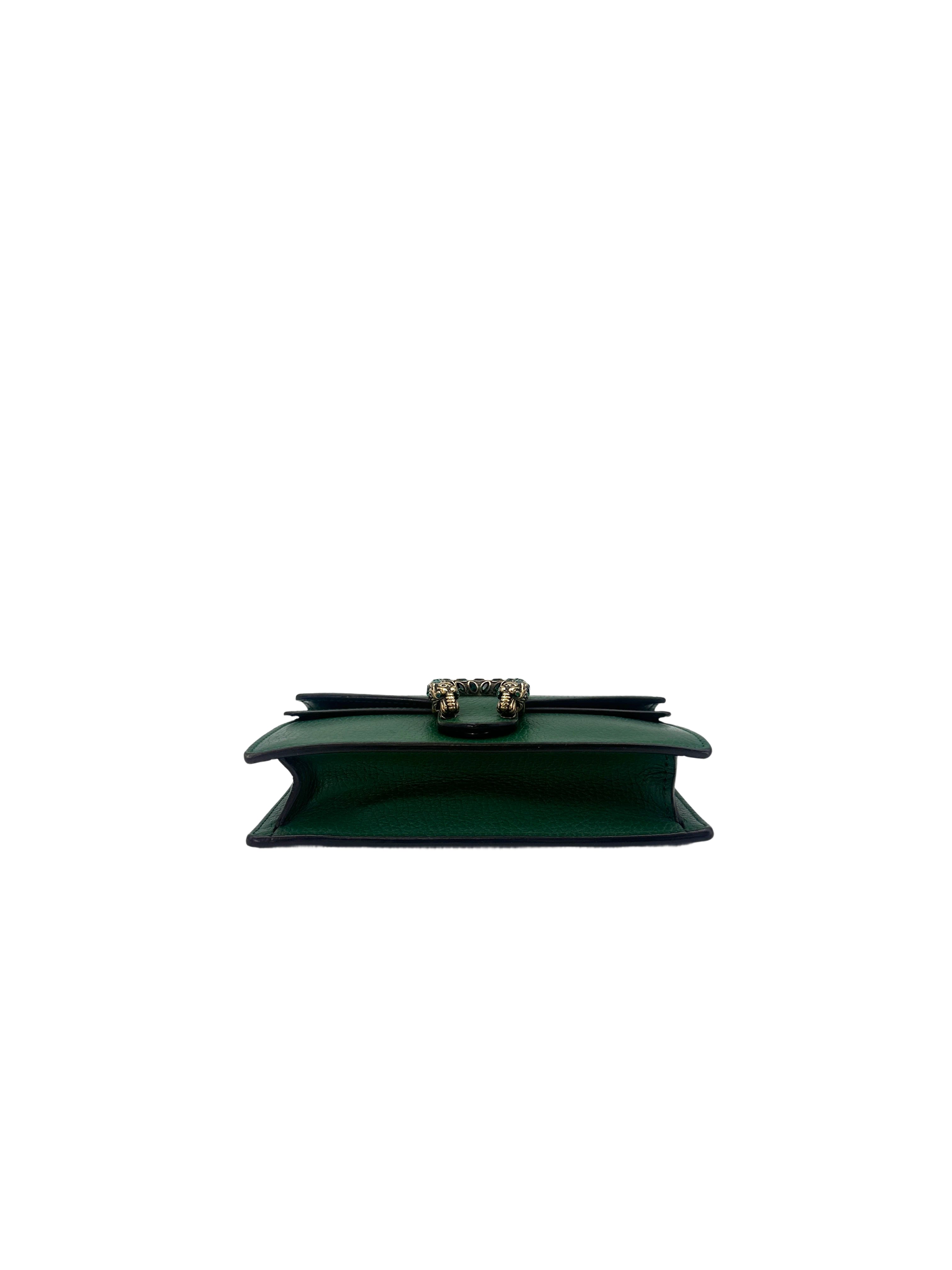 Gucci Dionysus Green Textured Leather Mini Shoulder Bag GG775