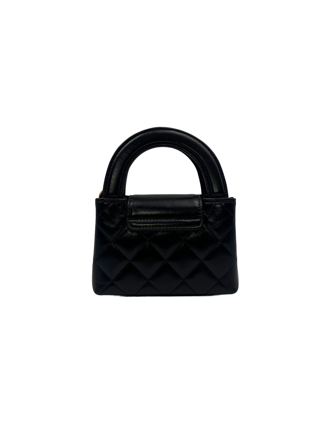 Chanel 24A Nano Kelly Black Quilted Leather Mini Handle Bag(HX***8K) IRIS091
