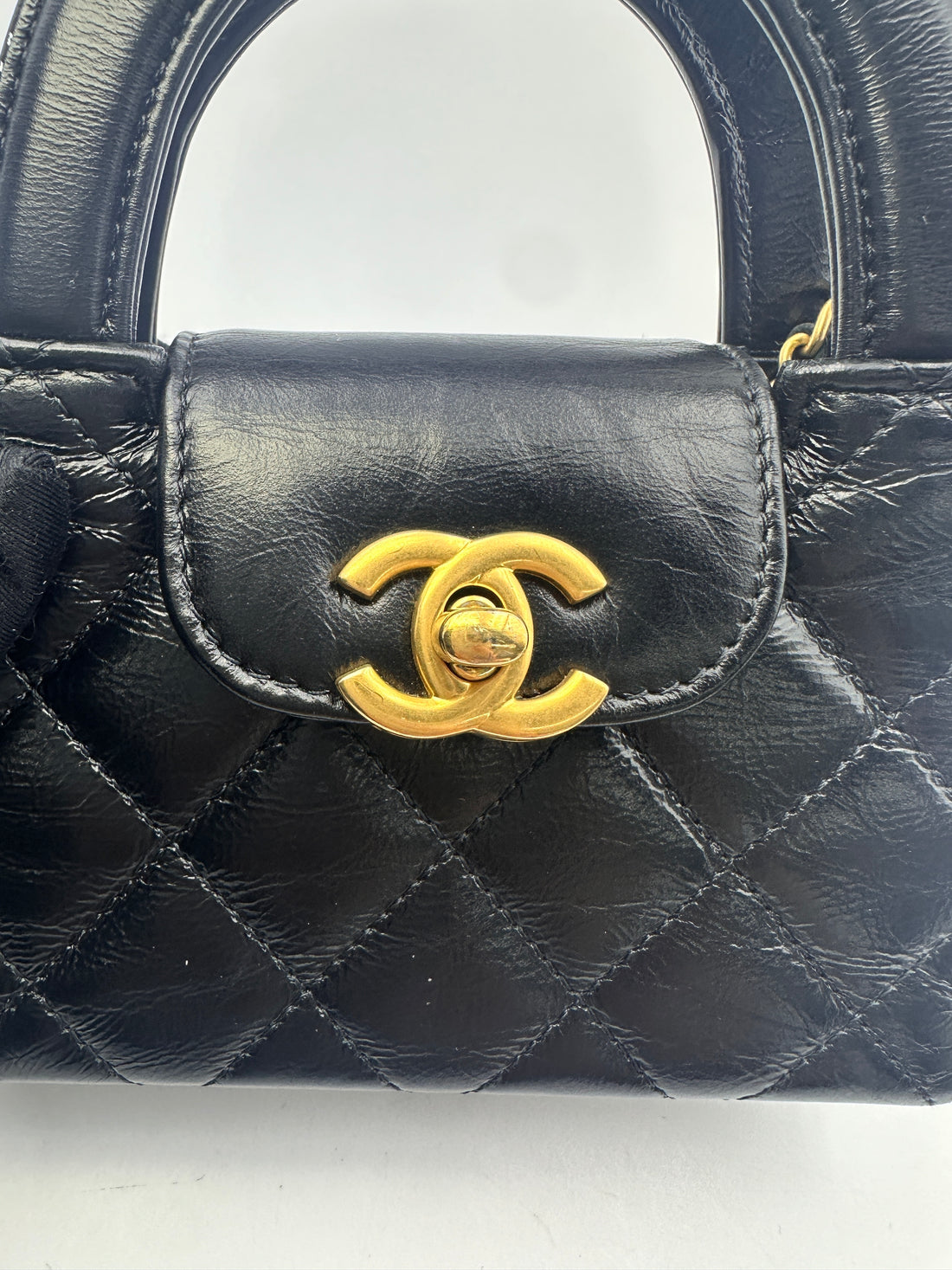 Chanel 24A Nano Kelly Black Quilted Leather Mini Handle Bag(HX***8K) IRIS091