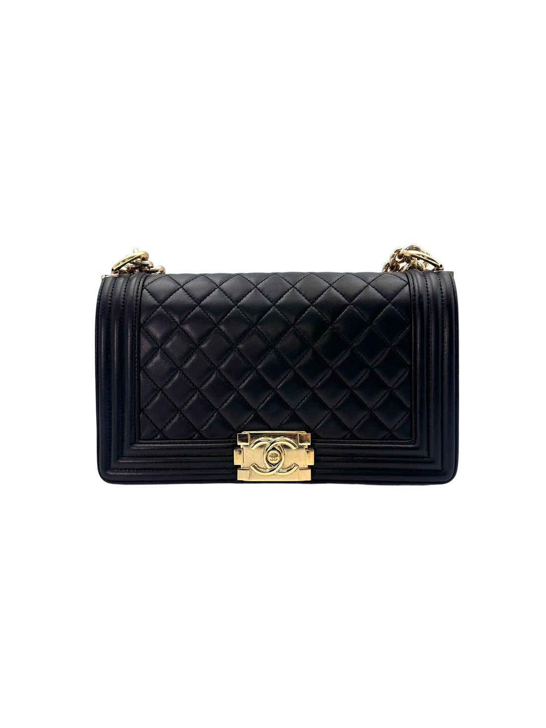 Chanel LeBoy Black Quilted Leather Flap Bag With Gold Buckle(23***46) CC1597