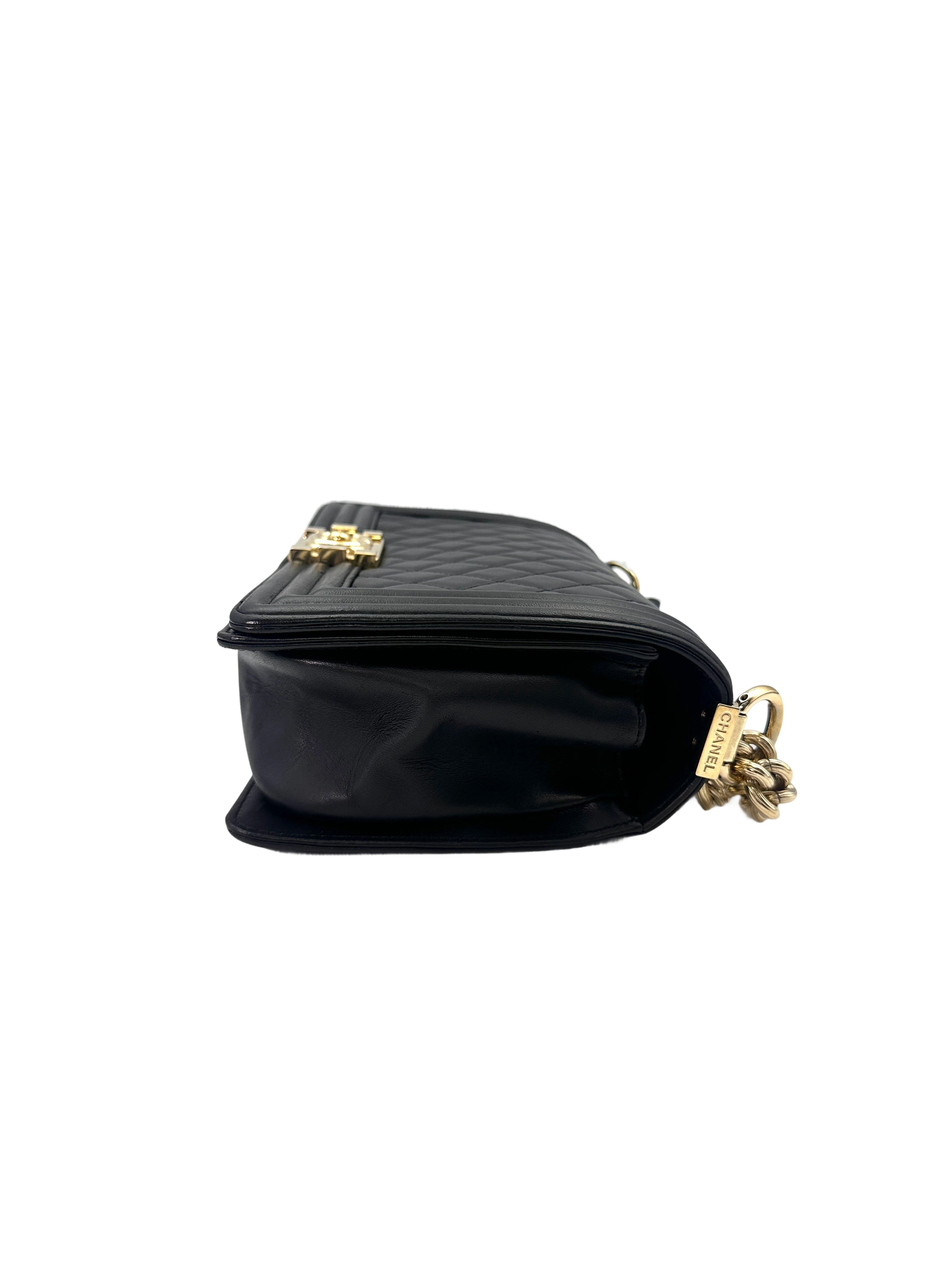 Chanel LeBoy Black Quilted Leather Flap Bag With Gold Buckle(23***46) CC1597