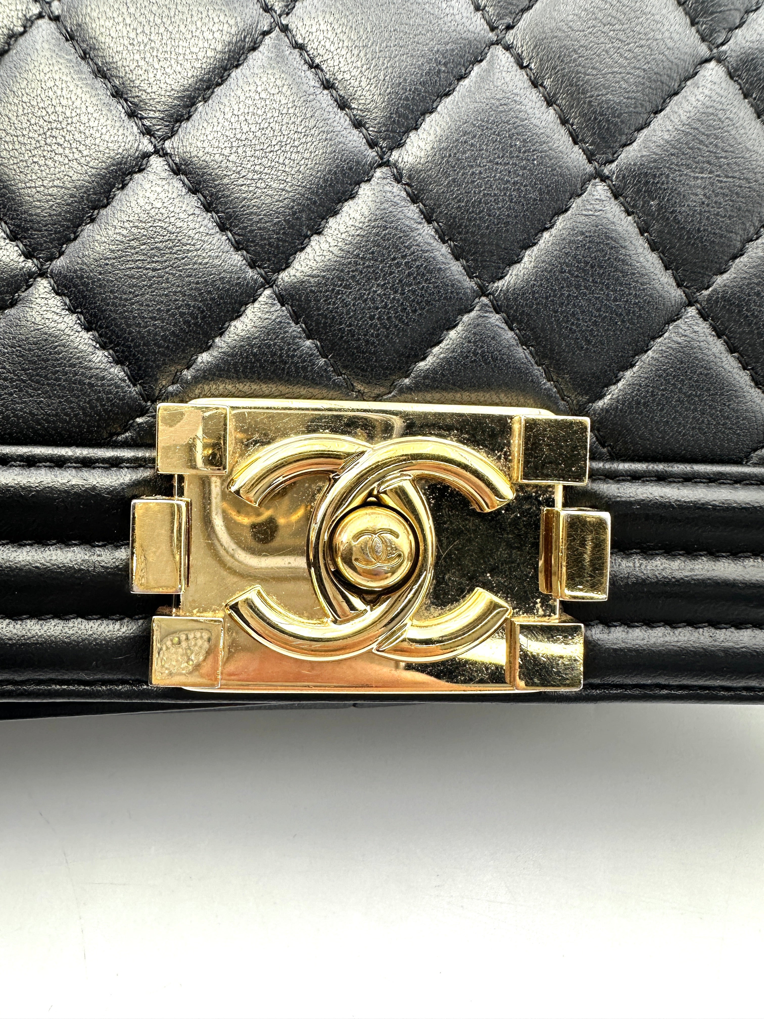 Chanel LeBoy Black Quilted Leather Flap Bag With Gold Buckle(23***46) CC1597