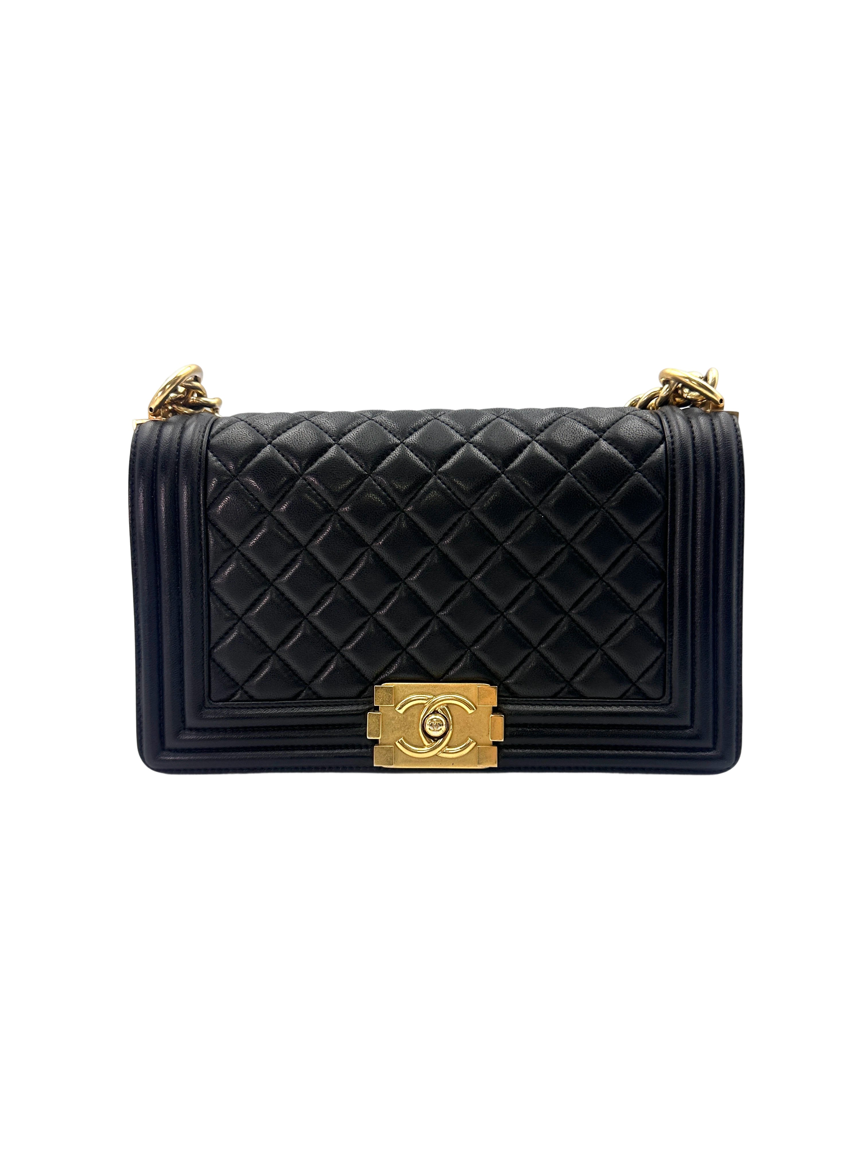 Chanel LeBoy Black Quilted Leather Flap Bag With Gold Buckle(23***13) LV2238