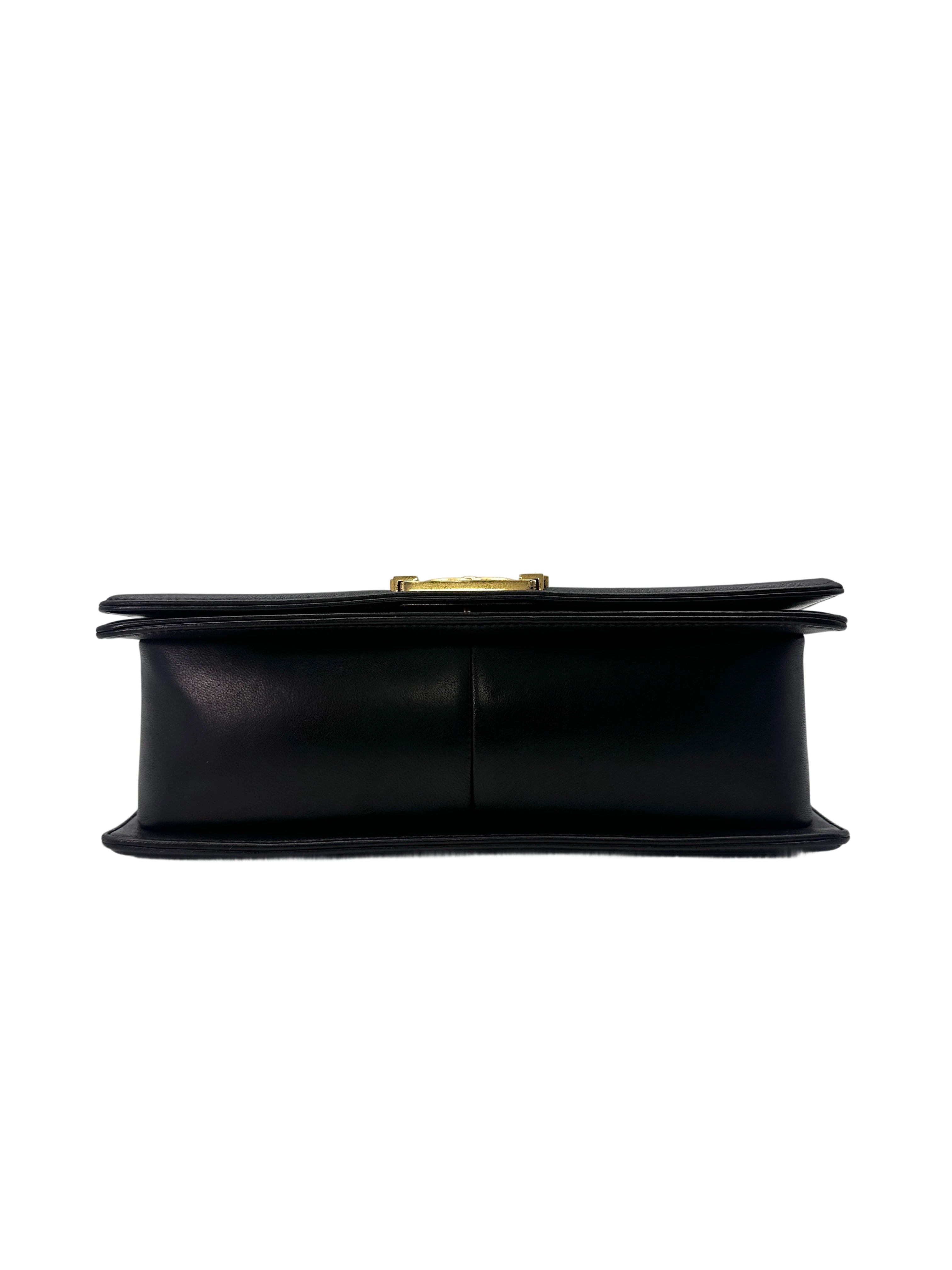 Chanel LeBoy Black Quilted Leather Flap Bag With Gold Buckle(23***13) LV2238
