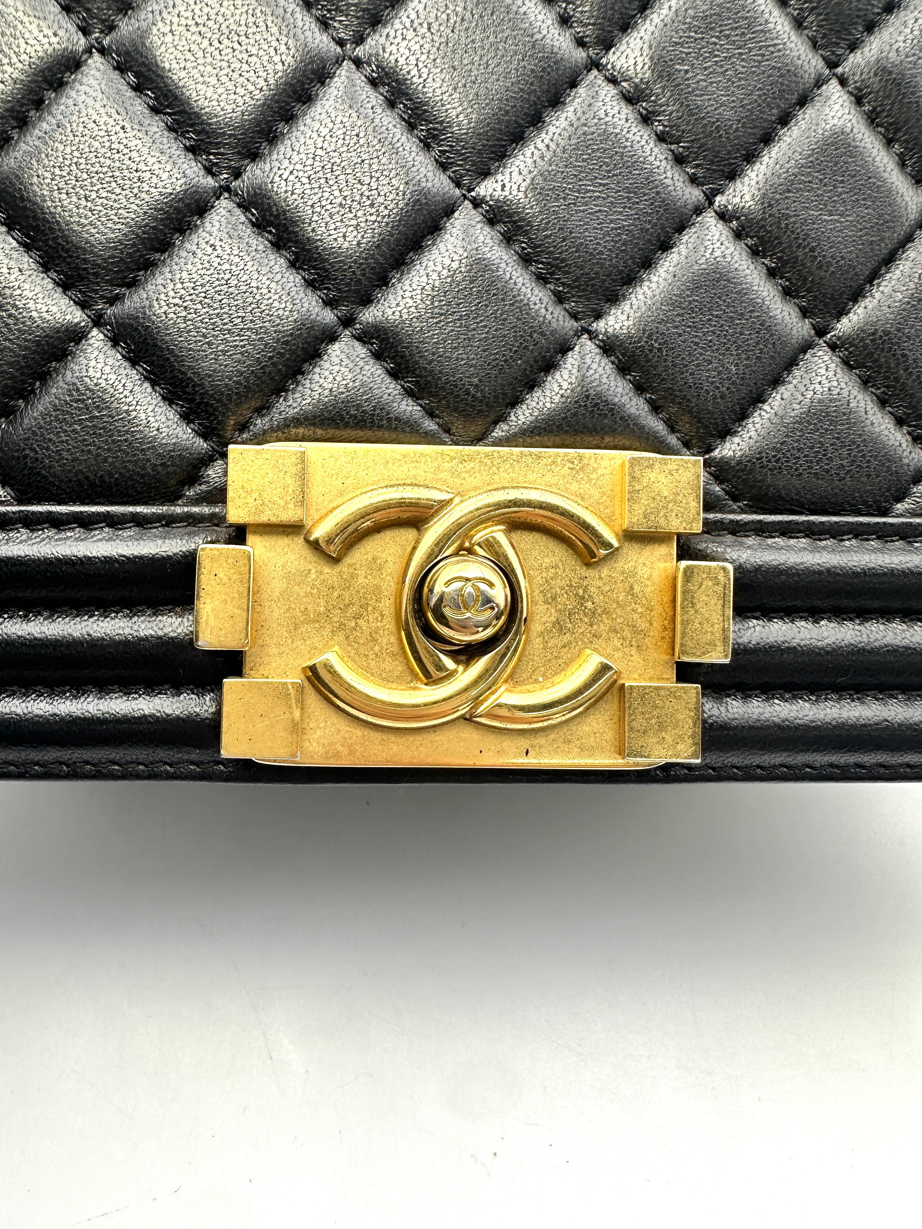 Chanel LeBoy Black Quilted Leather Flap Bag With Gold Buckle(23***13) LV2238