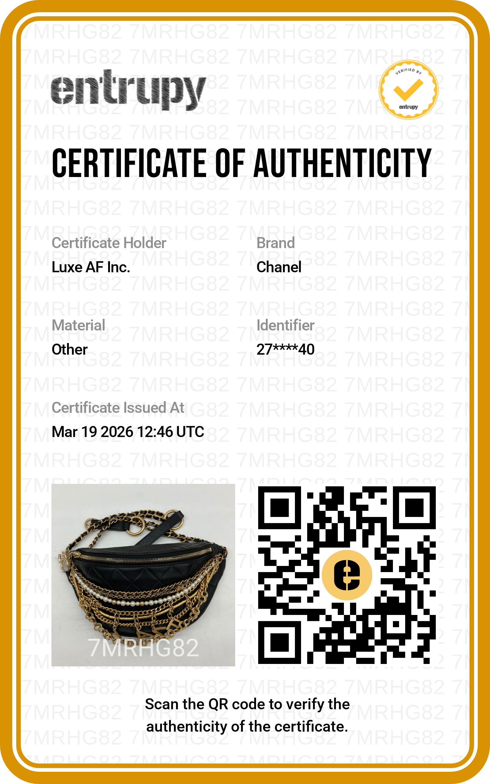 Chanel "All About Chains" Black Quilted Leather Waist Bag With Pearl And Gold Hardware(27***40) IRIS092