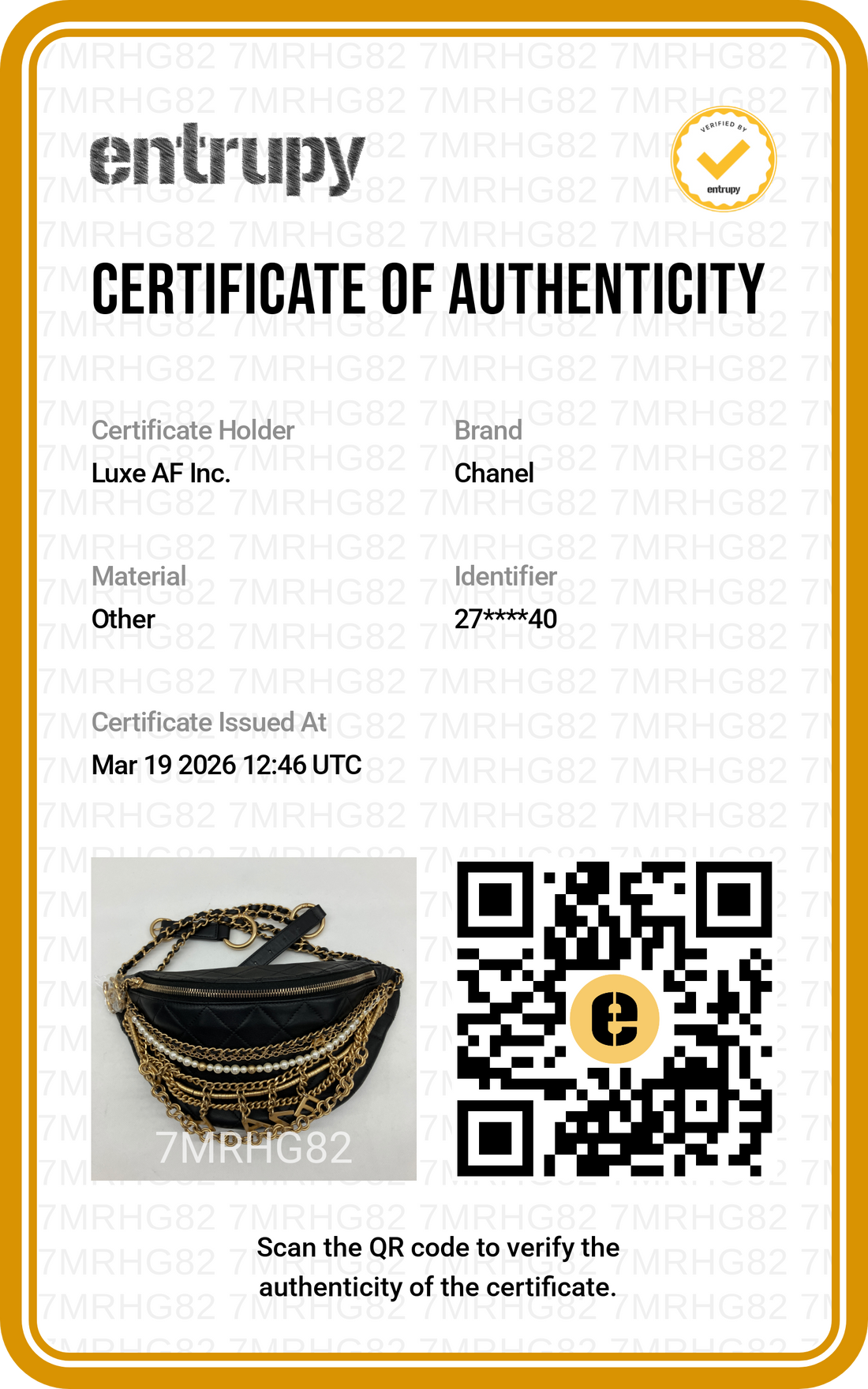 Chanel "All About Chains" Black Quilted Leather Waist Bag With Pearl And Gold Hardware(27***40) IRIS092