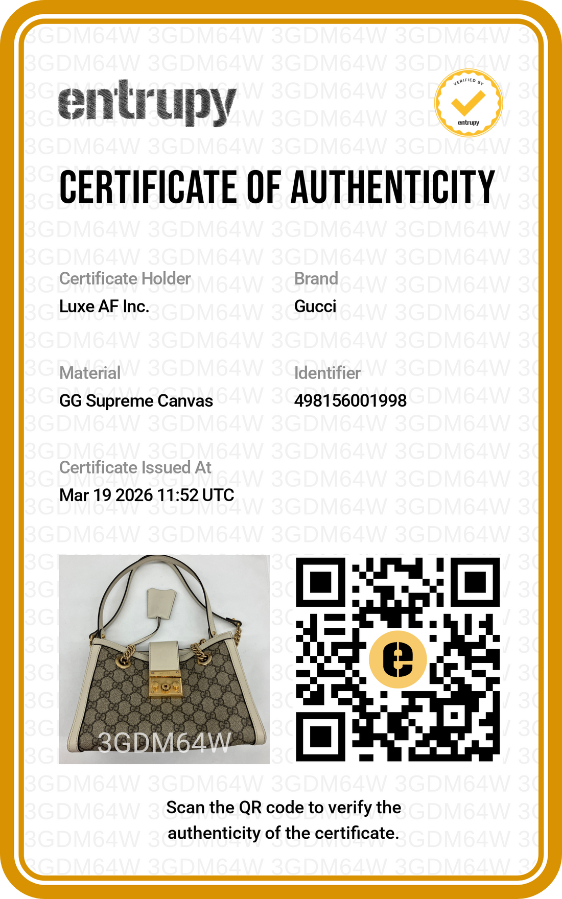 Gucci Padlock GG Supreme Small Size Shoulder Bag With White Leather Trim GG785