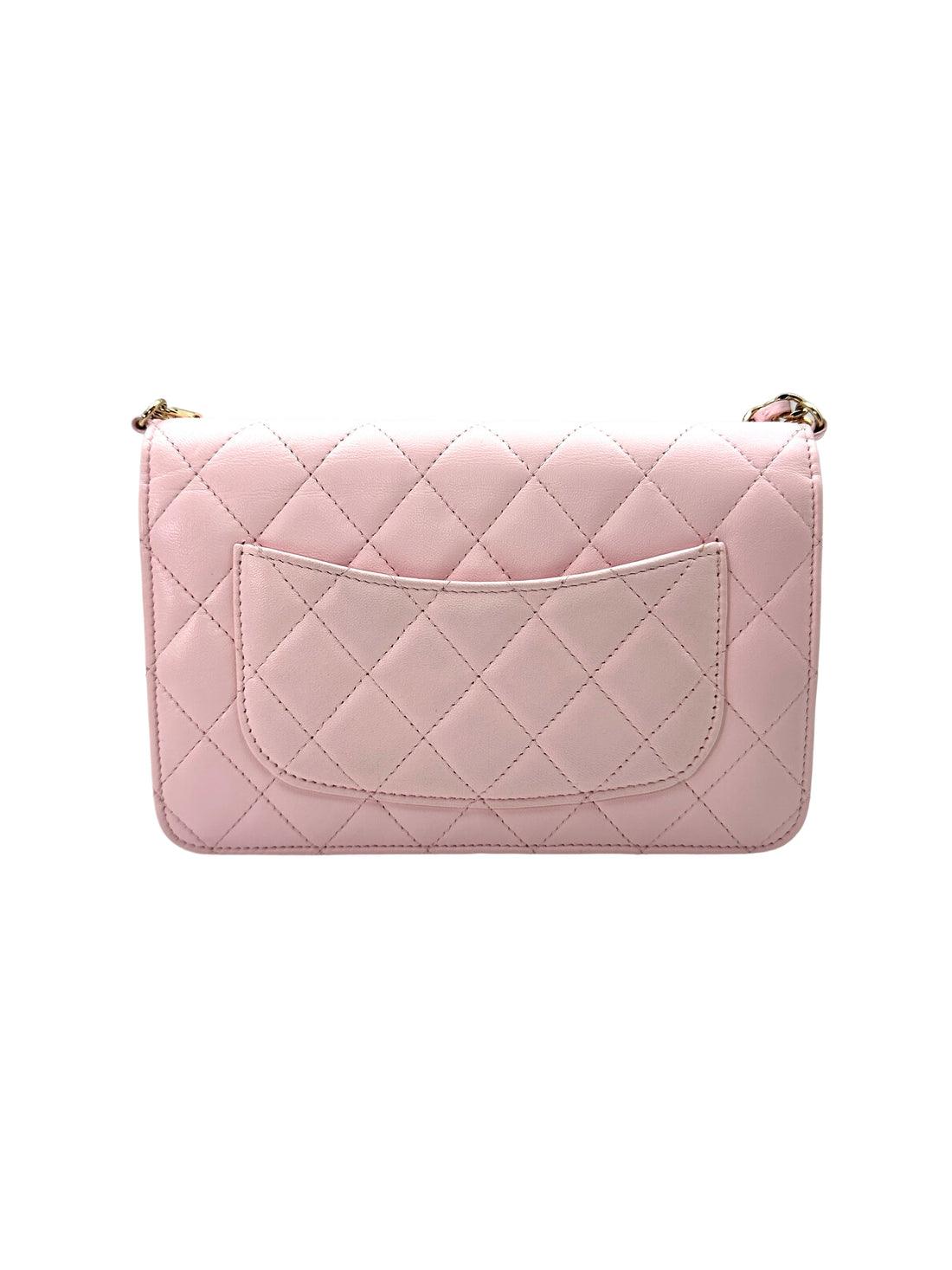 Chanel 22P Pink Quilted Leather Wallet On Chain With Pearl Chain(CL***21) CC1596