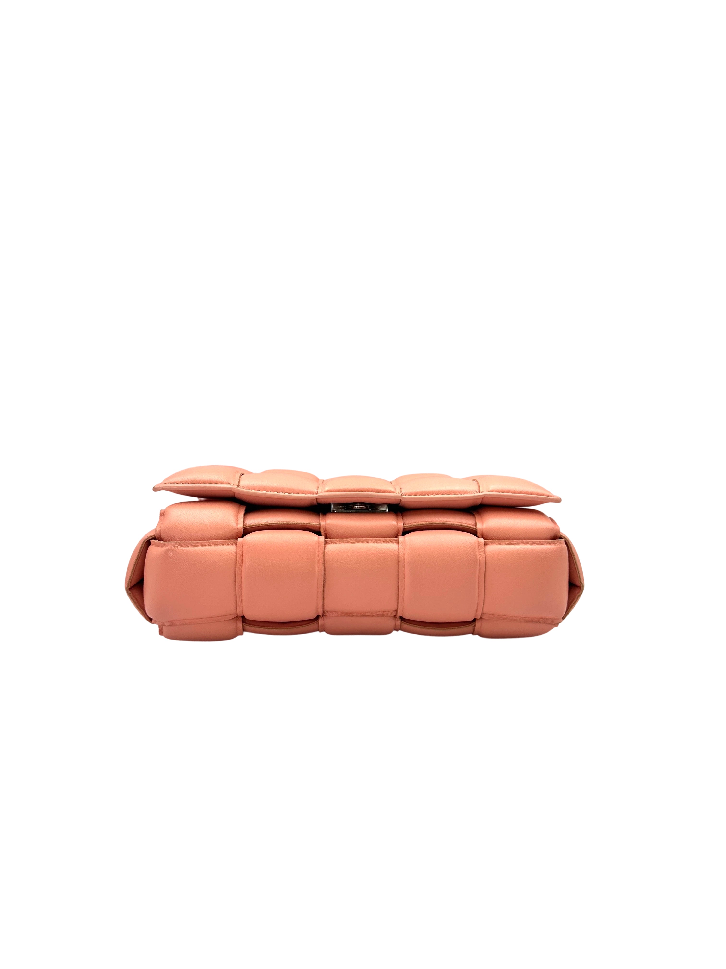 Bottega Veneta Padded Cassette Pink Leather Shoulder Bag BV112