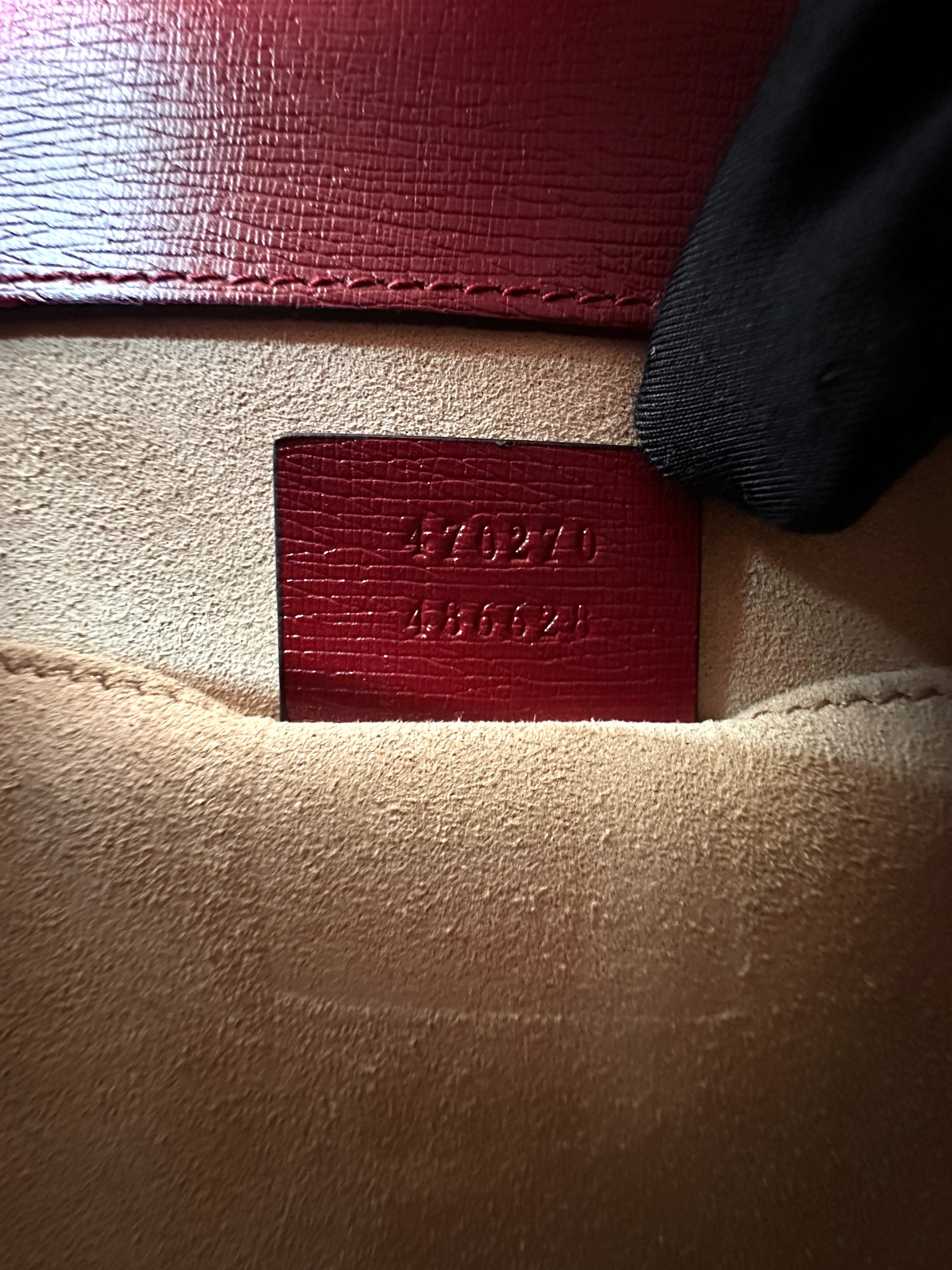 Gucci Sylvie Bee & Star Print Red Leather Top Handle Bag GG777