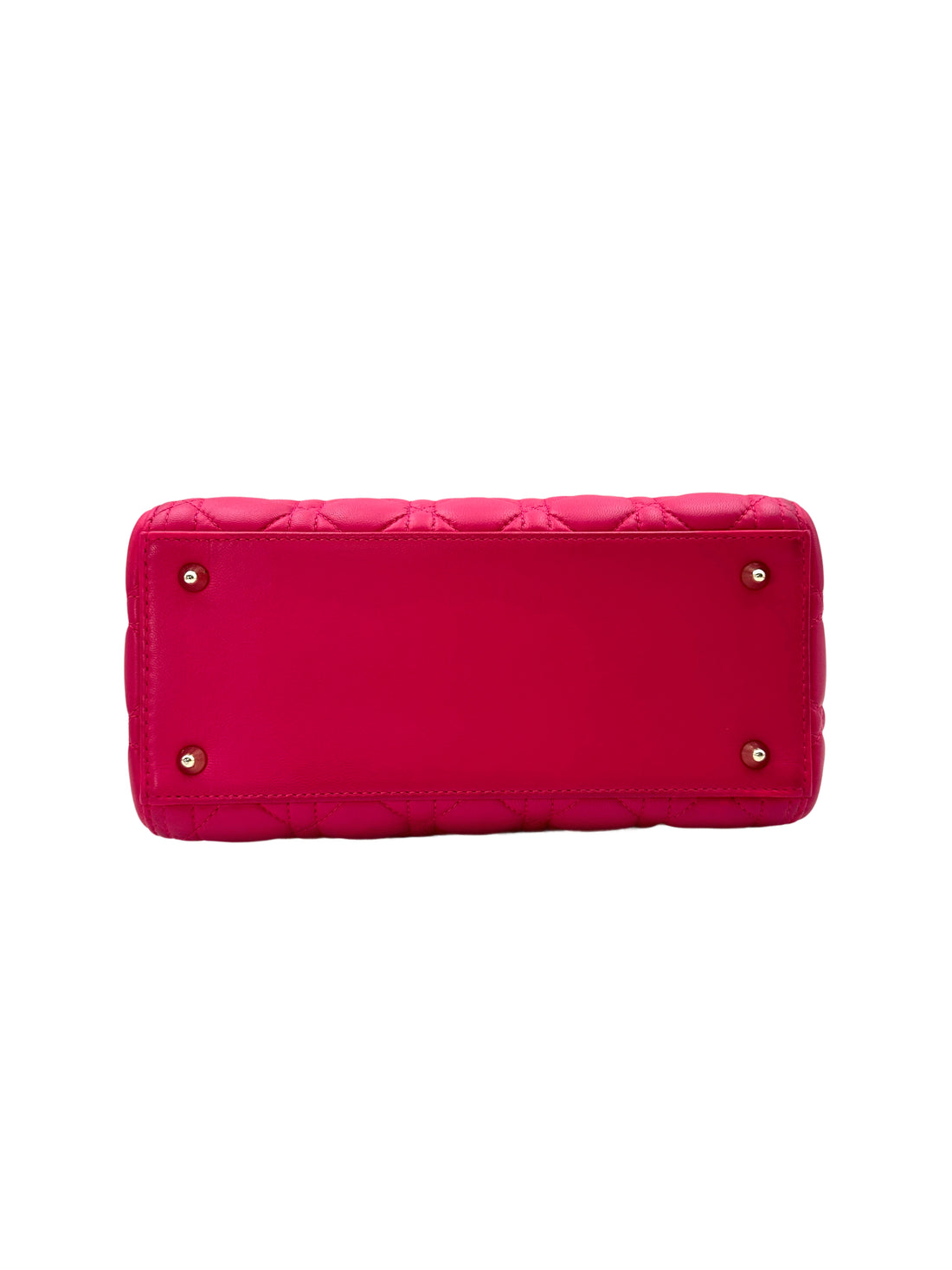 Christian Dior Lady Dior Pink Cannage Lambskin Handle Bag With Gold Charms DR584