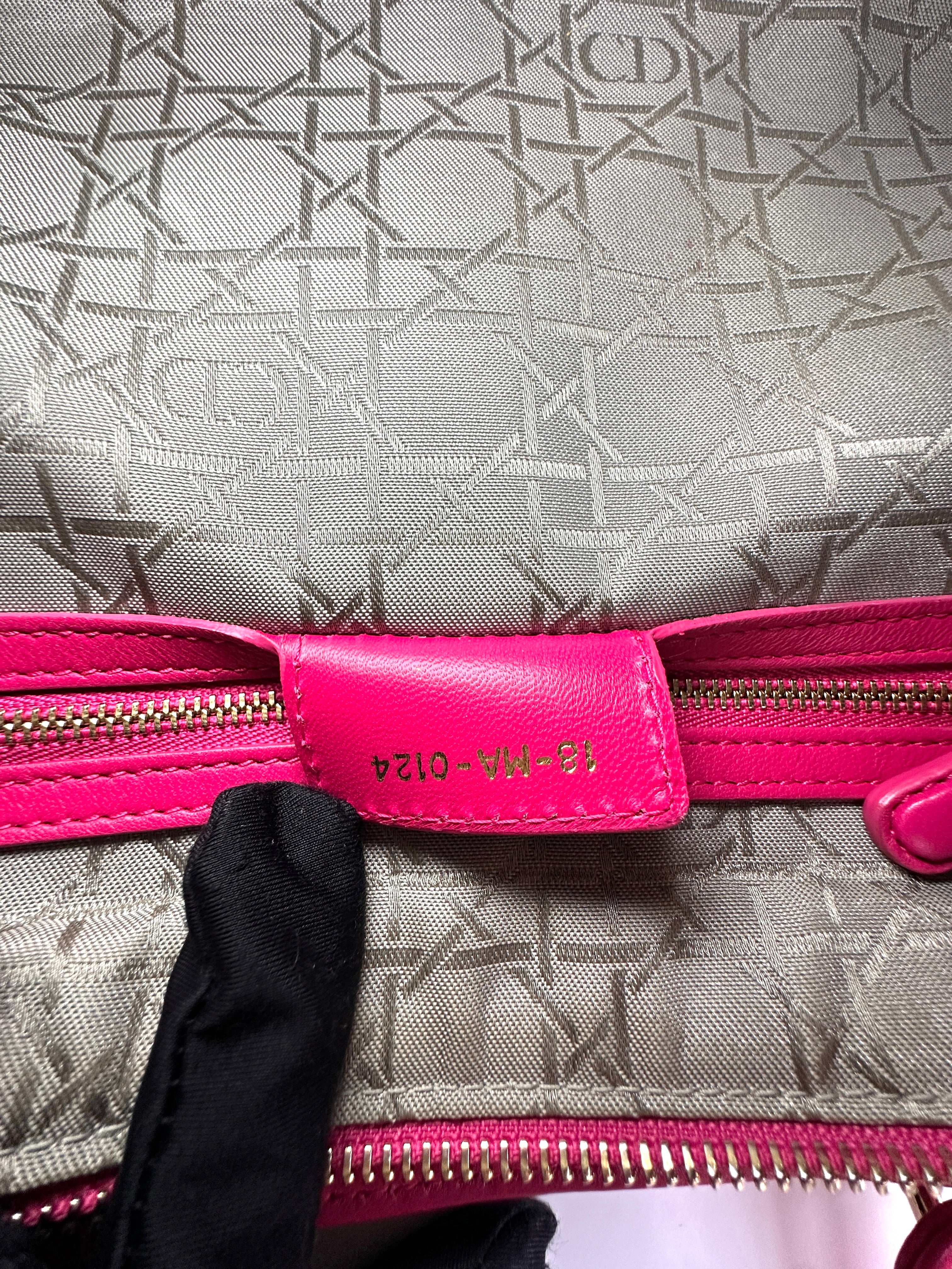 Christian Dior Lady Dior Pink Cannage Lambskin Handle Bag With Gold Charms DR584