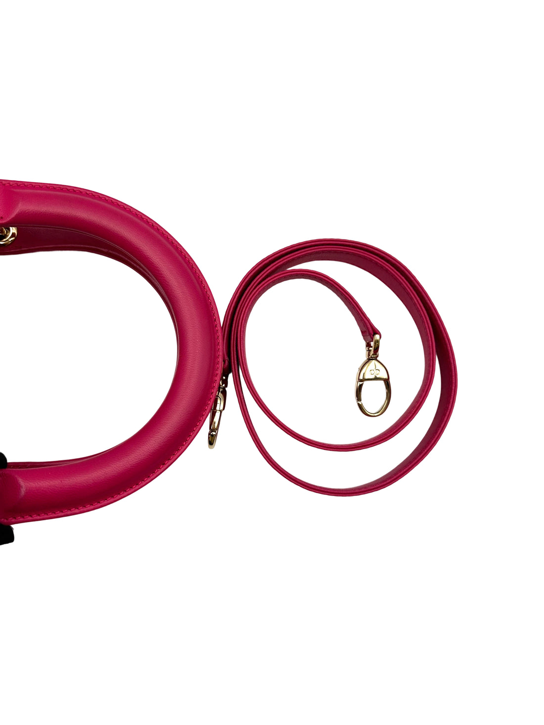 Christian Dior Lady Dior Pink Cannage Lambskin Handle Bag With Gold Charms DR584