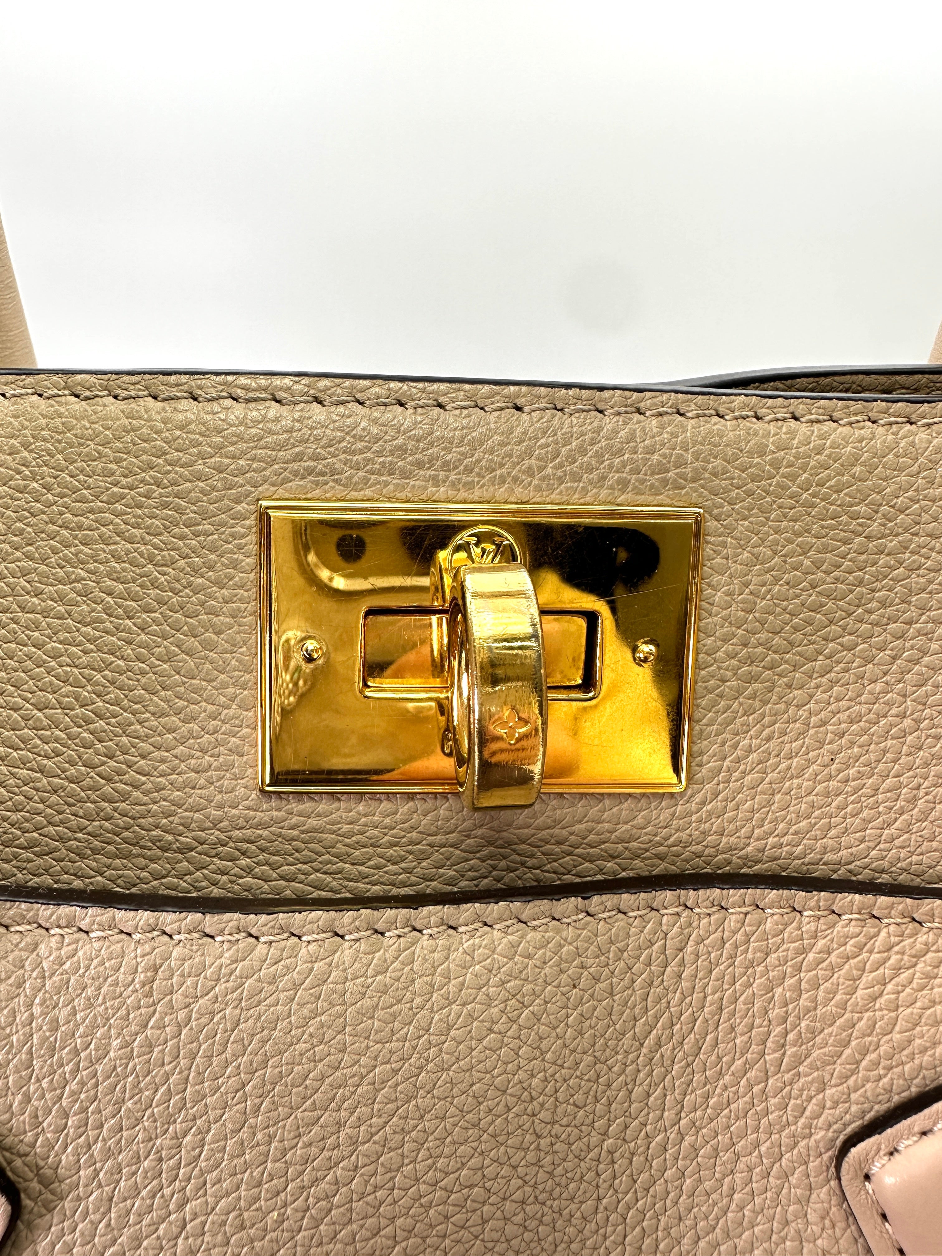 Louis Vuitton On My Side MM Beige Leather & Monogram Canvas Handle Bag LV2245