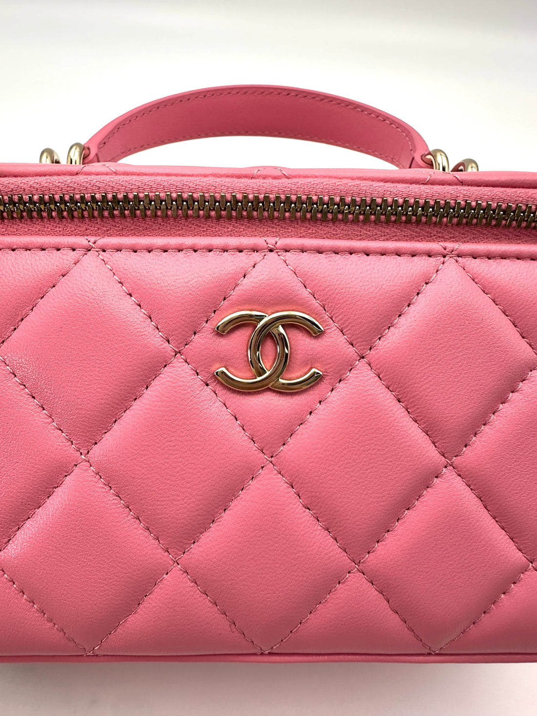 Chanel 23A Pink Quilted Leather Top Handle Vanity Case(TX***E8) CC1599
