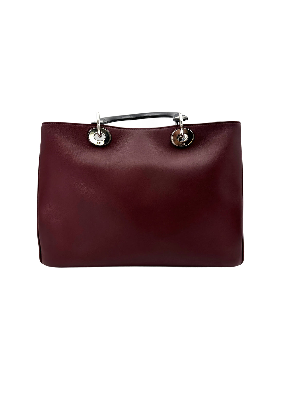 Christian Dior Diorissimo Drak Red Leather Black Handle Medium Size Bag DR591