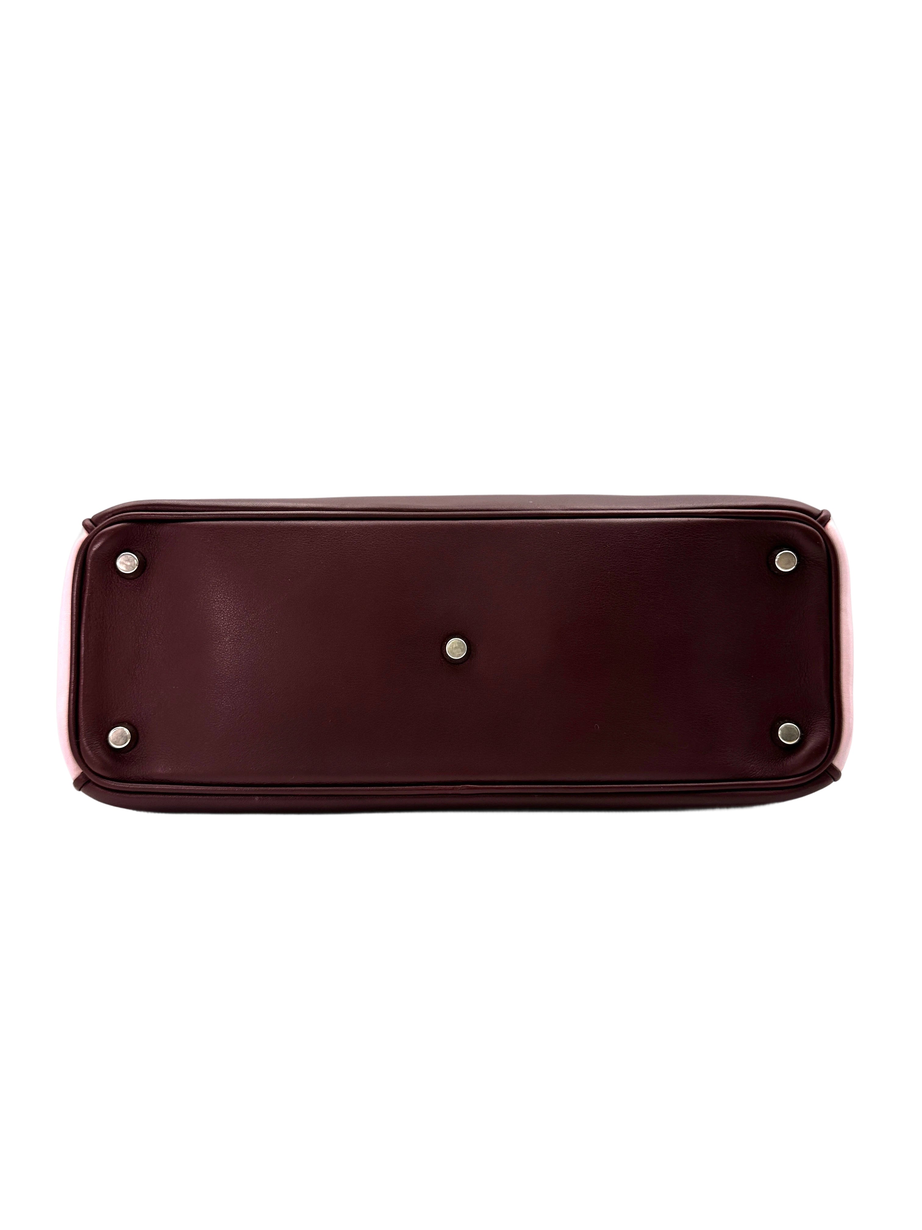 Christian Dior Diorissimo Drak Red Leather Black Handle Medium Size Bag DR591