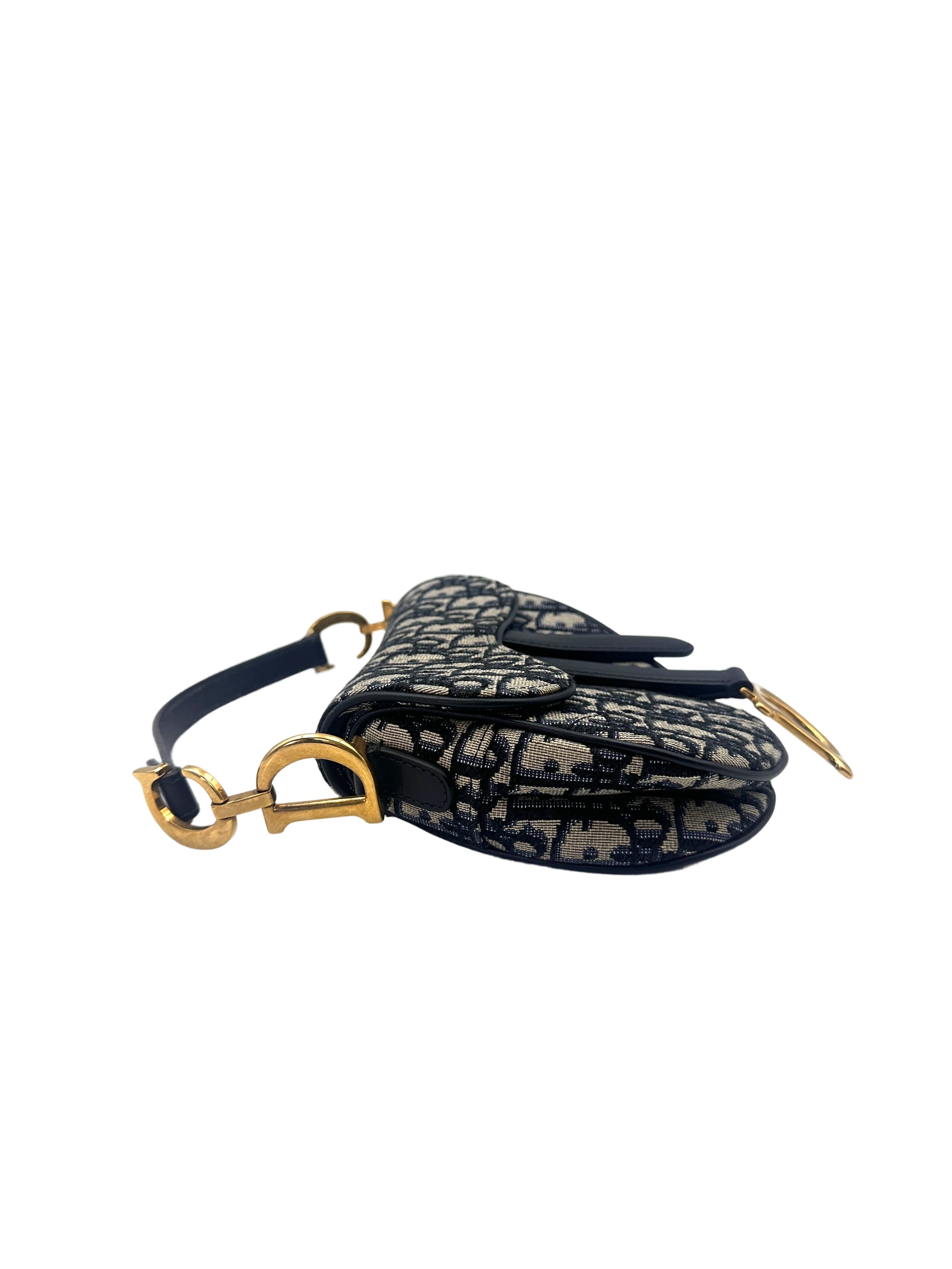 Christian Dior Oblique Black Jacquard Small Size Saddle Bag DR588