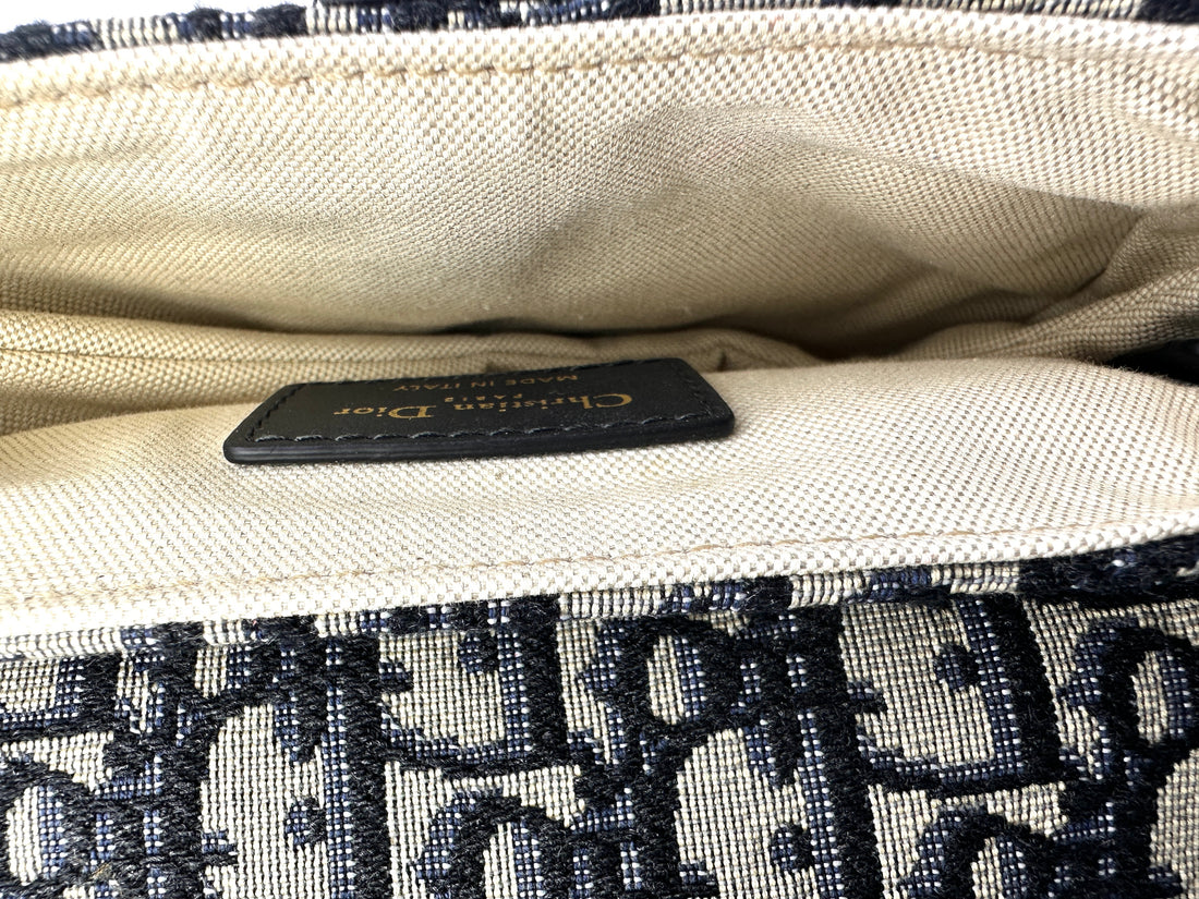 Christian Dior Oblique Black Jacquard Small Size Saddle Bag DR588