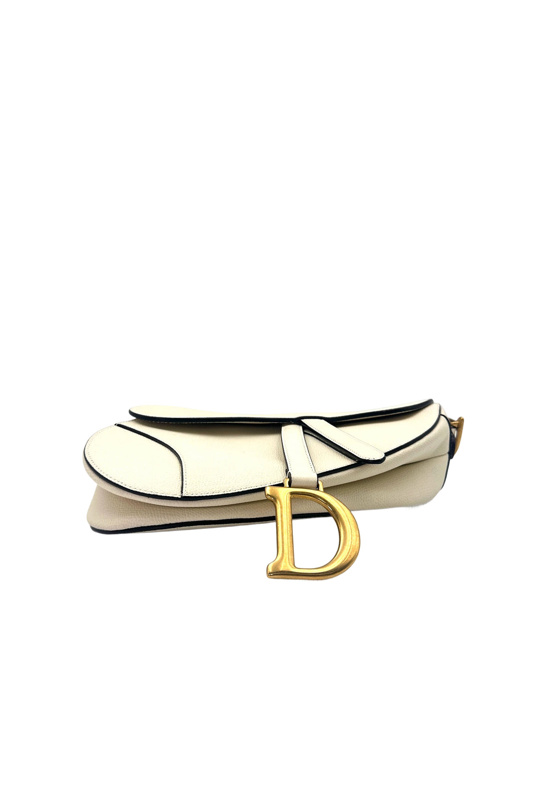 Christian Dior White Leather Medium Size Saddle Bag DR587