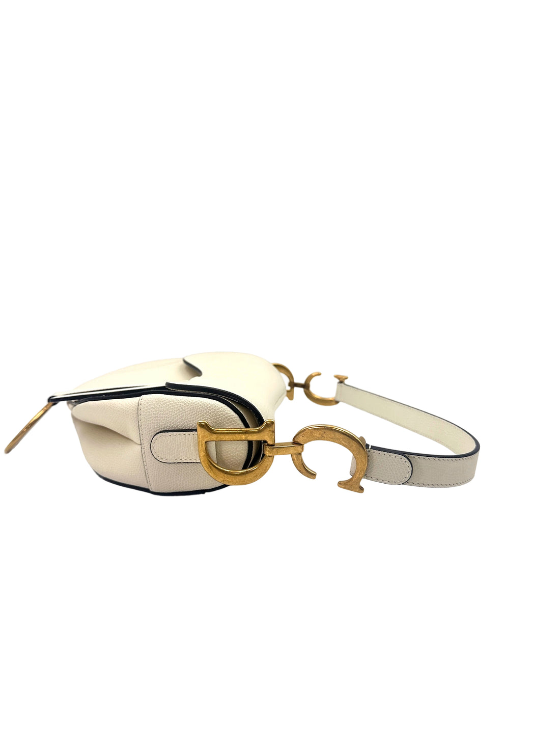 Christian Dior White Leather Medium Size Saddle Bag DR587