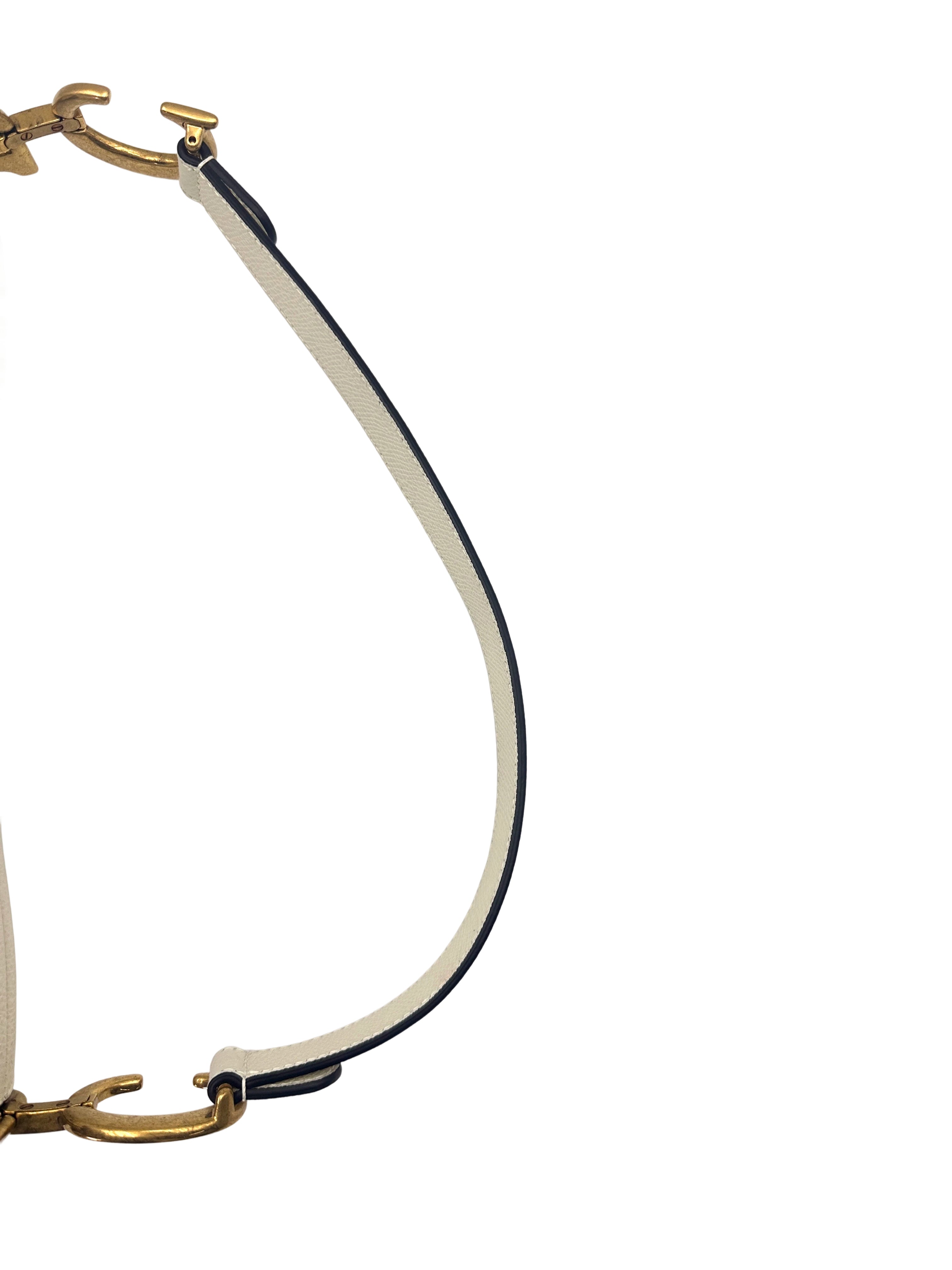 Christian Dior White Leather Medium Size Saddle Bag DR587