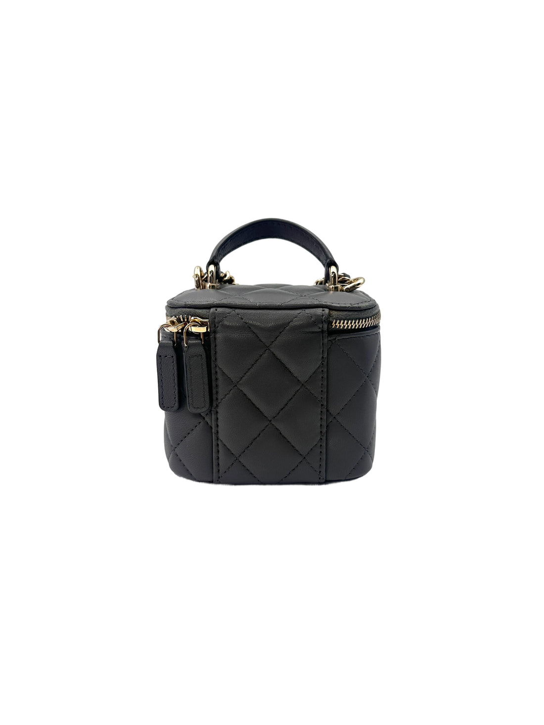 Chanel 22A Grey Quilted Leather Top Handle Vanity Case(UX***A4) CC1598