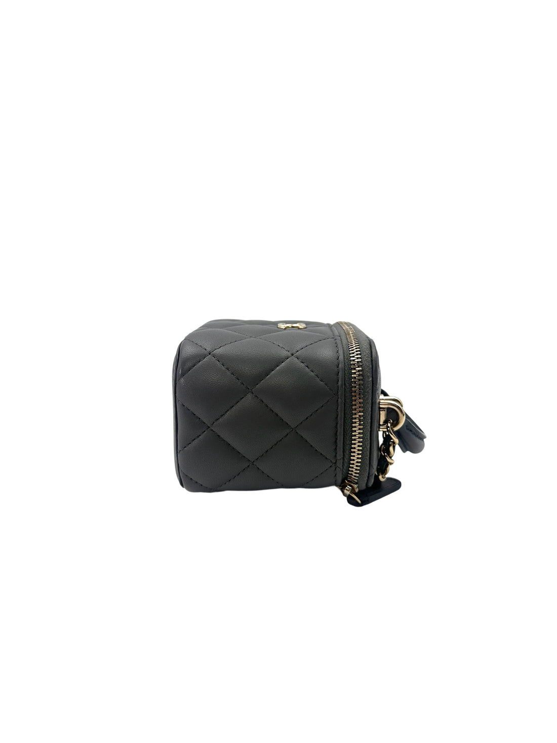 Chanel 22A Grey Quilted Leather Top Handle Vanity Case(UX***A4) CC1598