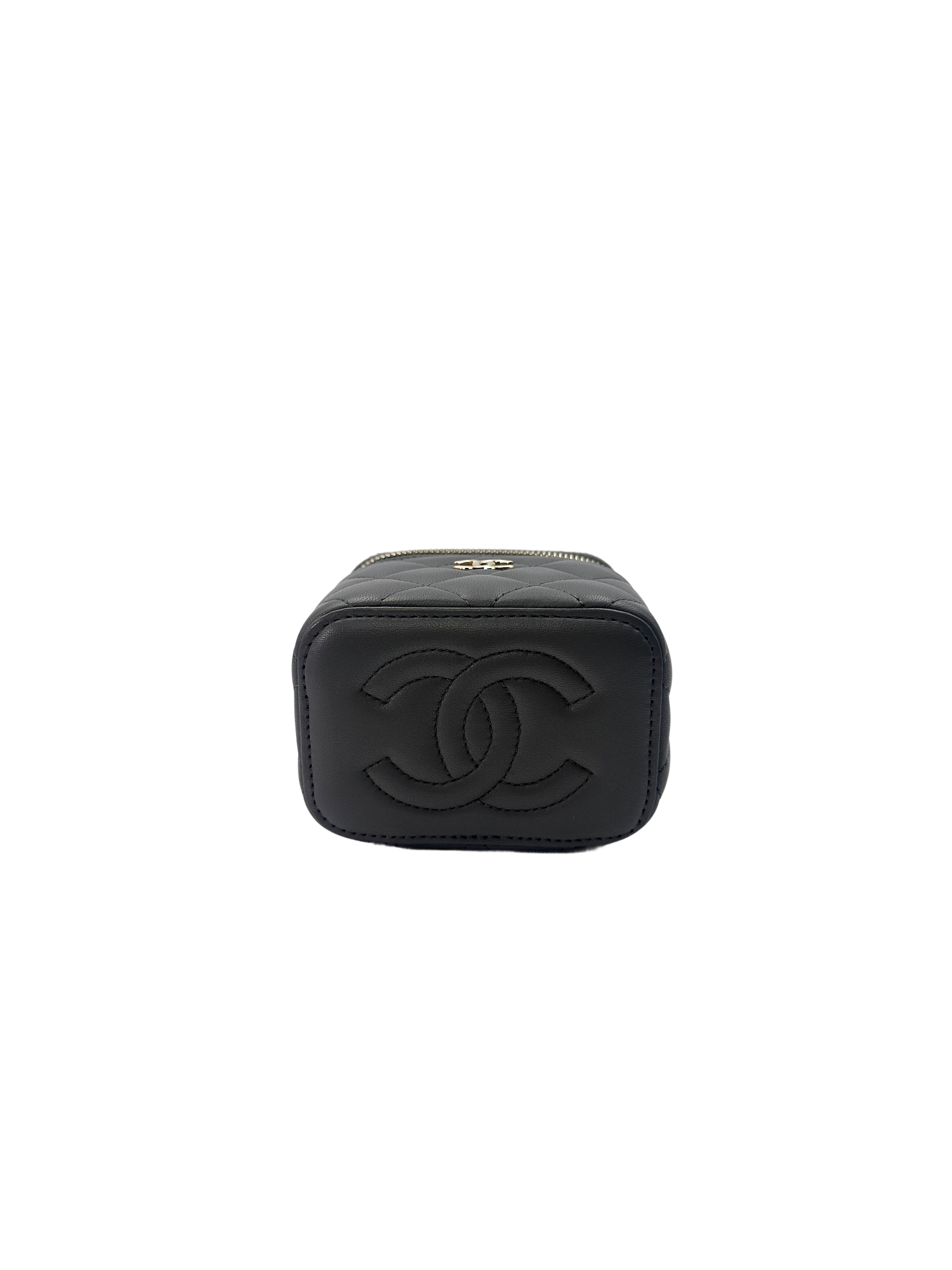 Chanel 22A Grey Quilted Leather Top Handle Vanity Case(UX***A4) CC1598
