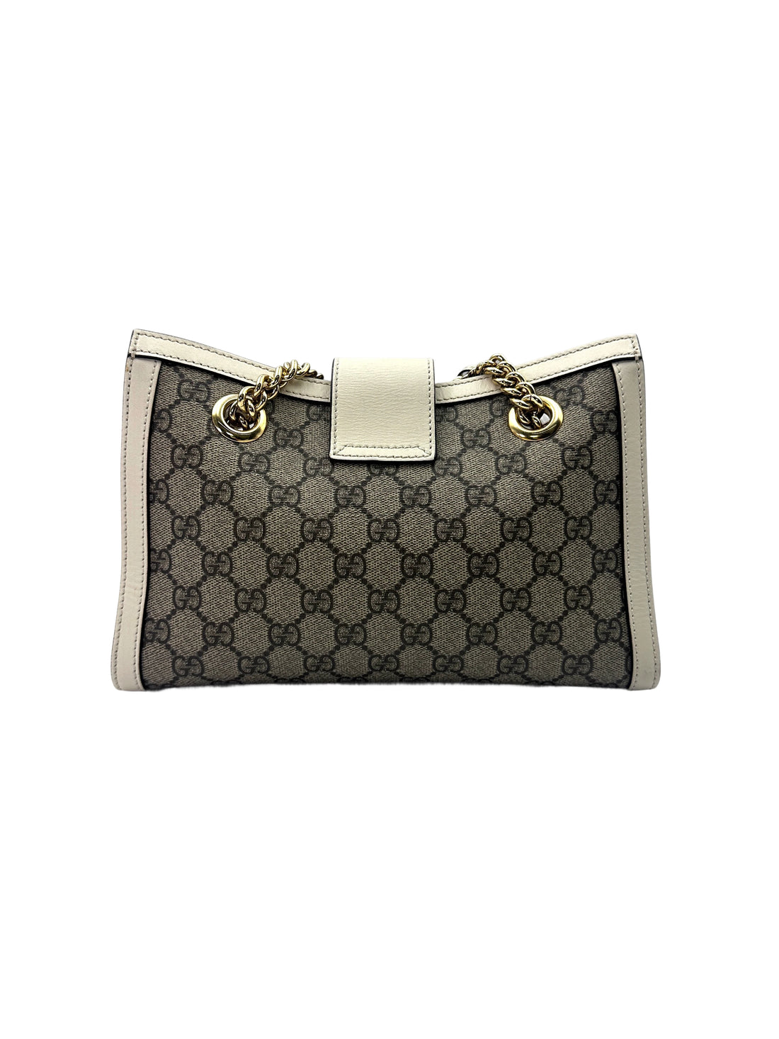 Gucci Padlock GG Supreme Small Size Shoulder Bag With White Leather Trim GG785