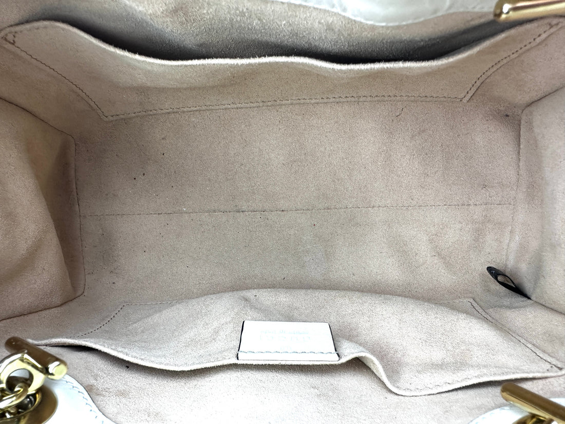 Gucci Padlock GG Supreme Small Size Shoulder Bag With White Leather Trim GG785