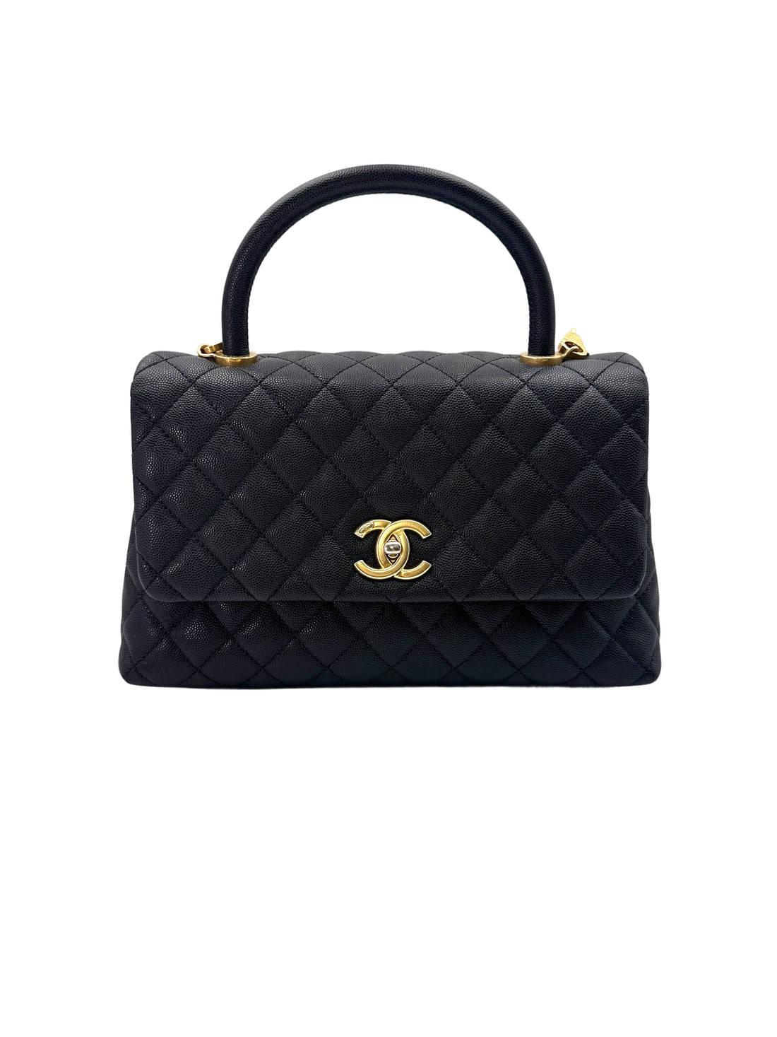 Chanel CoCo Handle Black Quilted Calfskin Medium Size Handle Bag(23***58) IRIS093