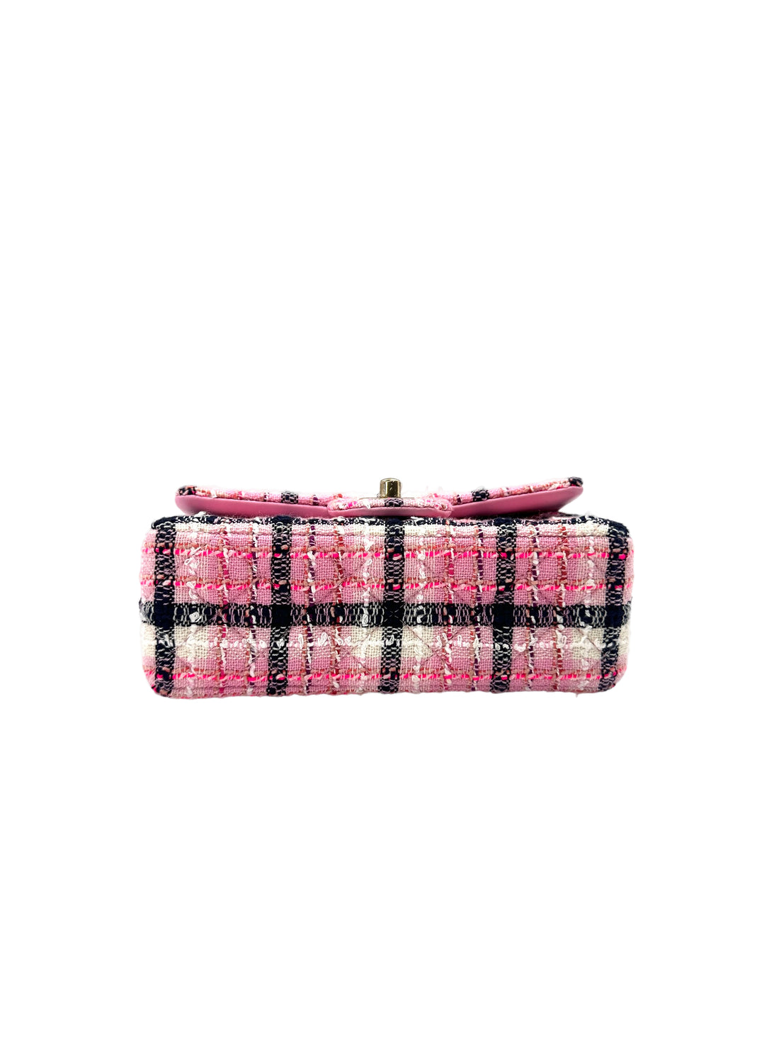Chanel Pink/Black/White Tweed Quilted Rectangular Flap Bag(LX***6H) IRIS094