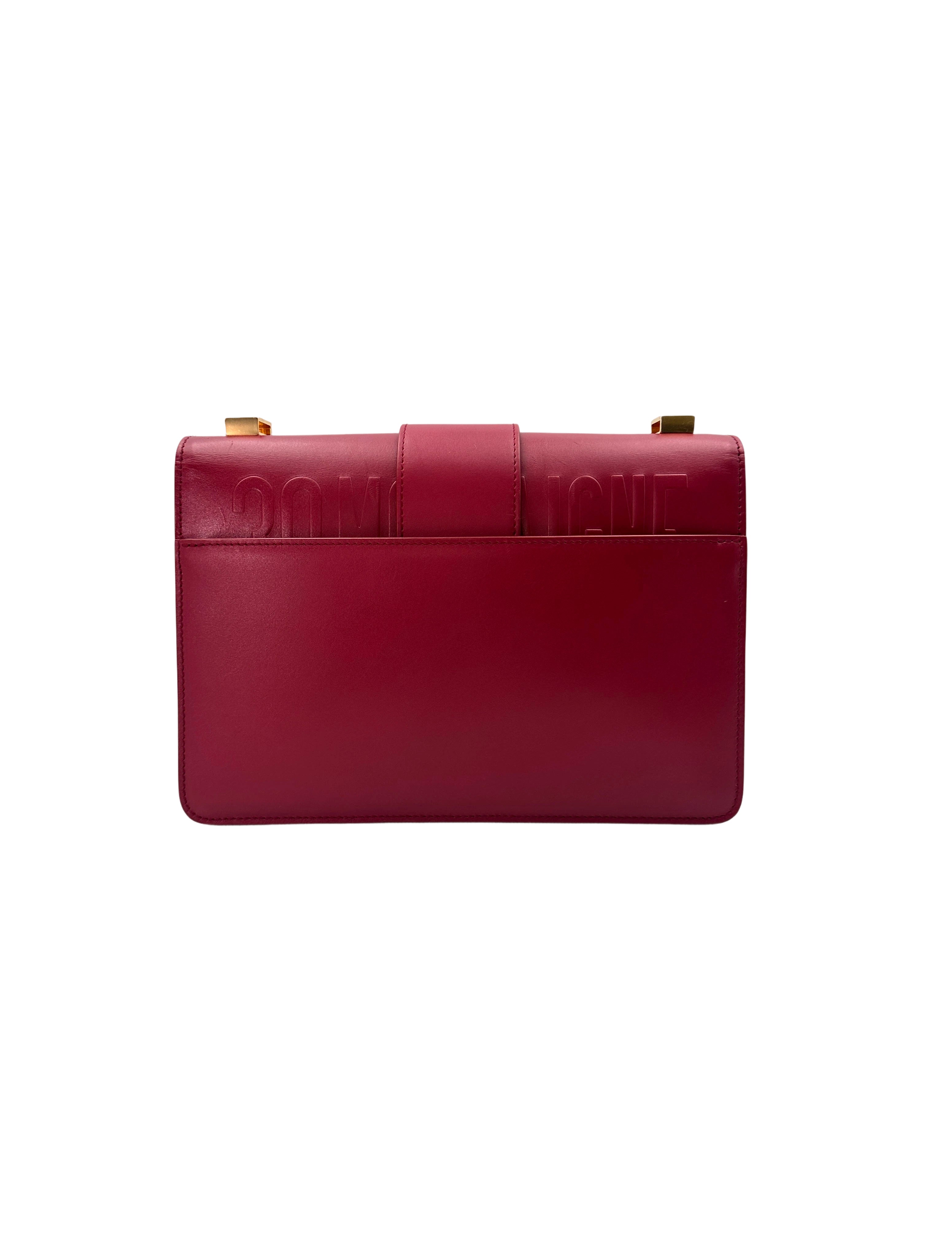Christian Dior 30 Montaigne Red Calfskin Medium Size Flap Bag With Gold Hardware DR589